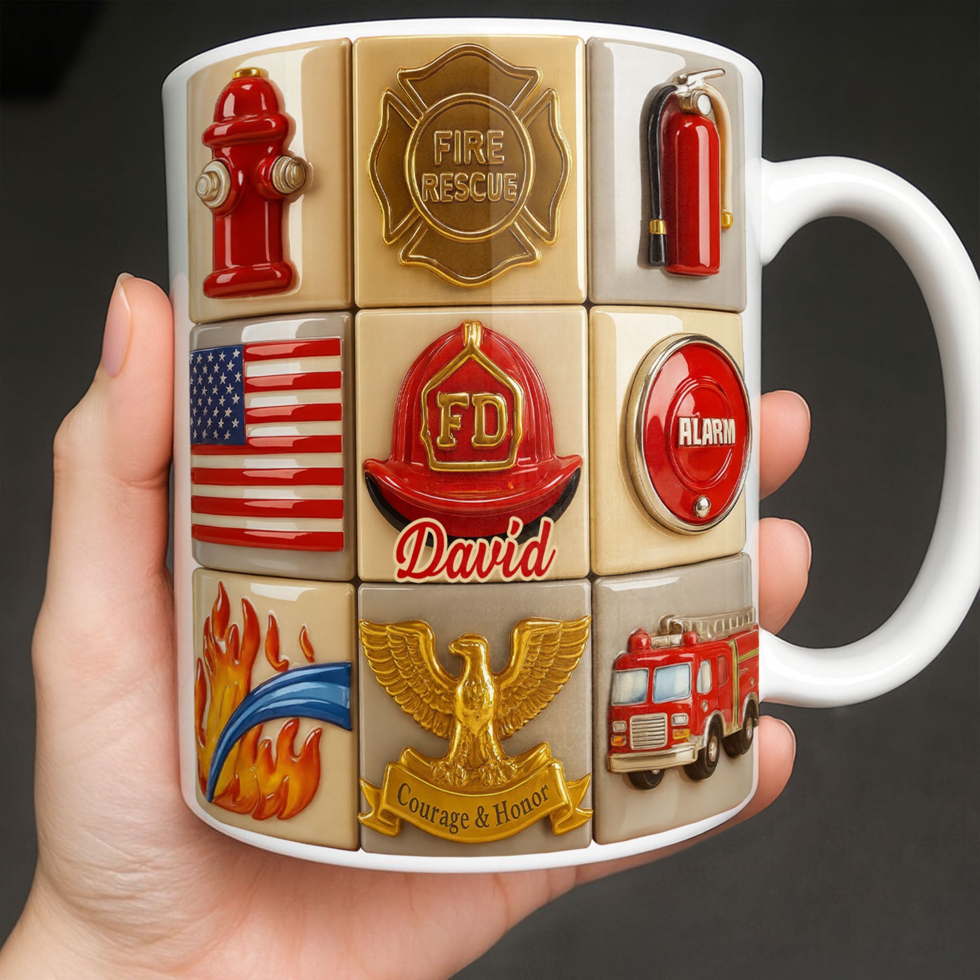 Fire Rescue Courage & Honor Firefighter Essentials, Custom Coffee Mug