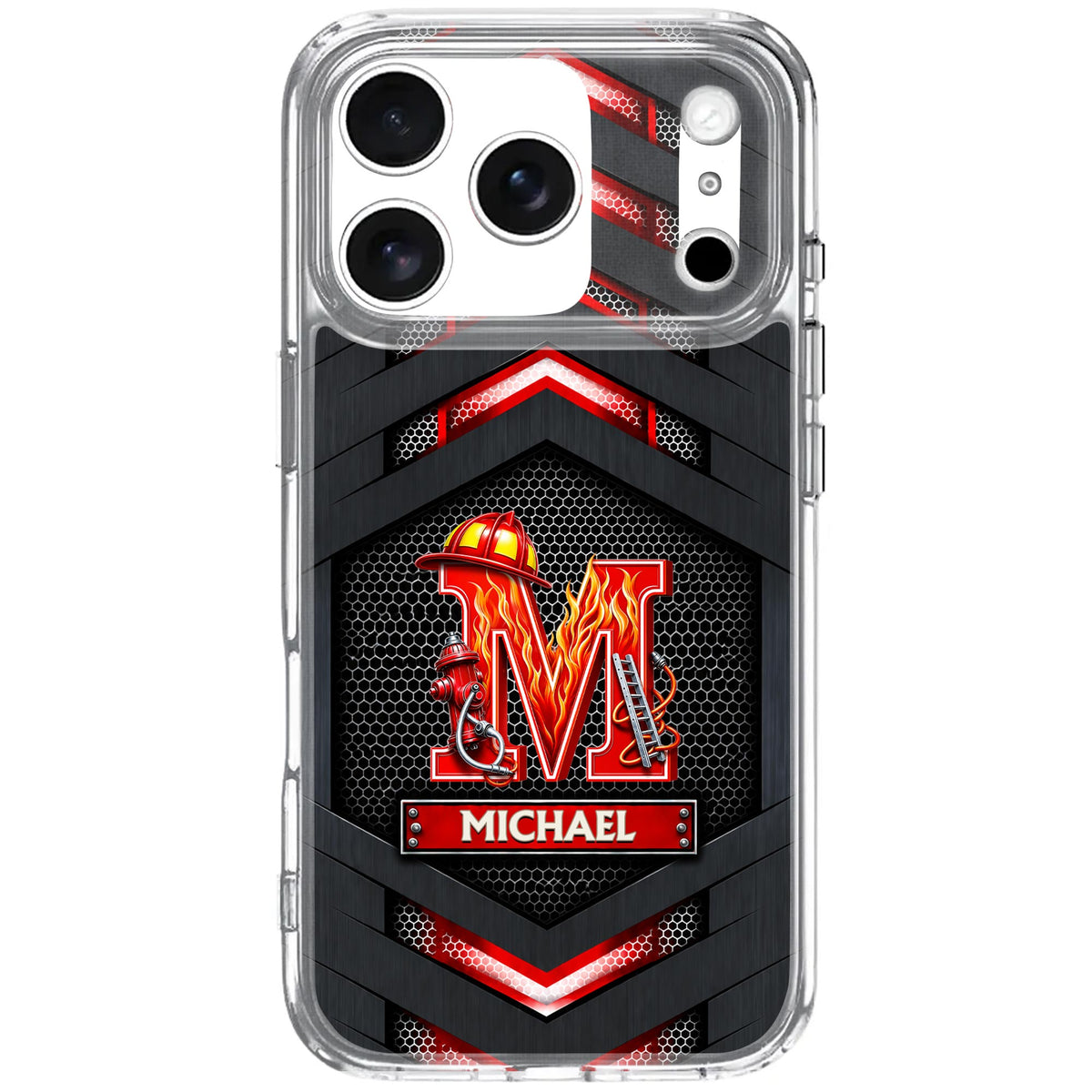 Firefighter Spirit Brave And Bold Custom Letter Helmet And Ladder - Personalized Clear Phone Case - FIF133_PHC