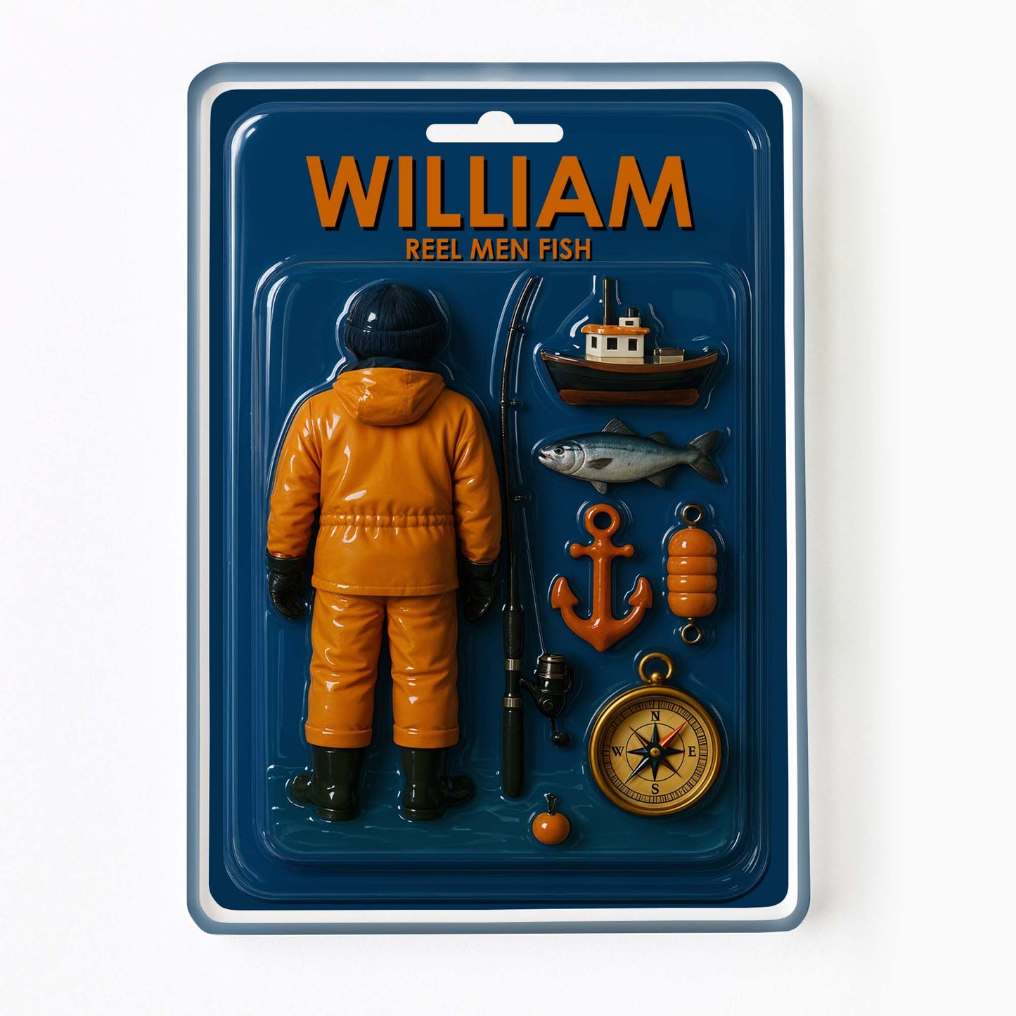 Reel Men Fish, Fisherman With Fishing Rod and Boat