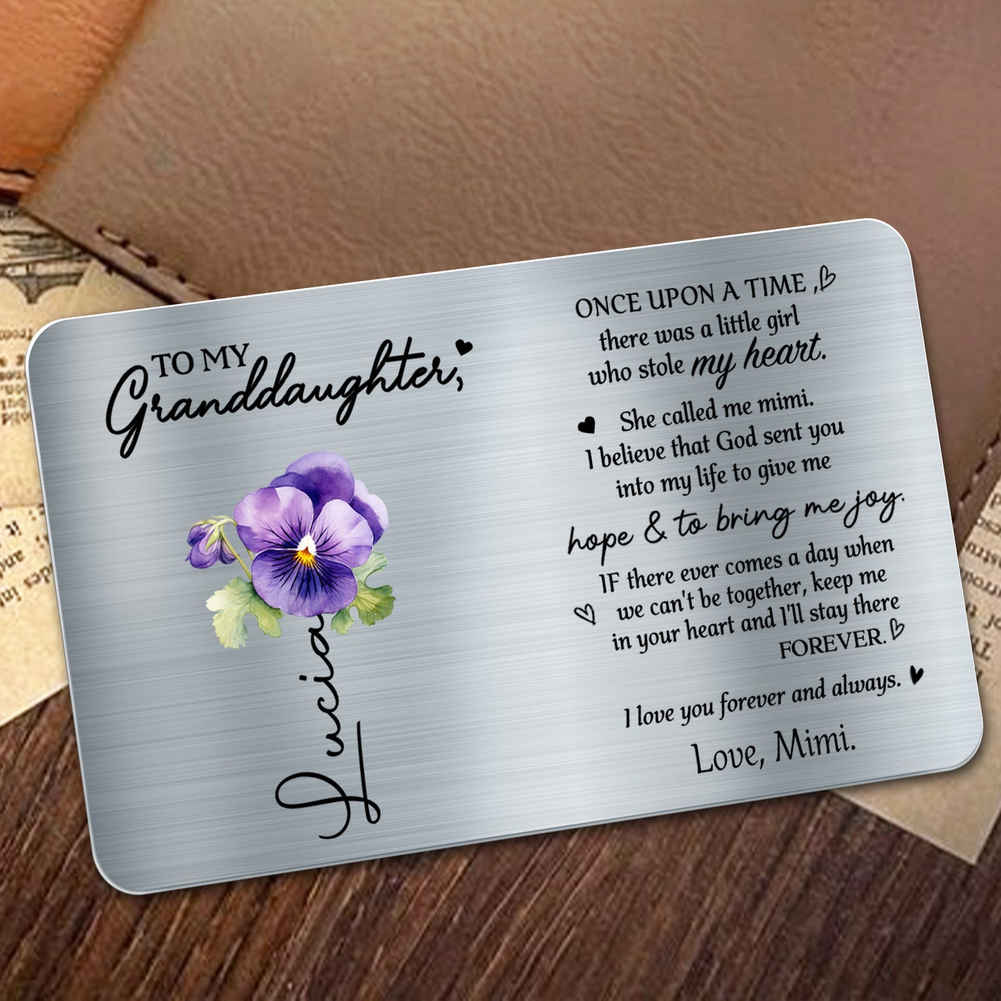 Eternal Love Message With Pansy Flower For Granddaughter