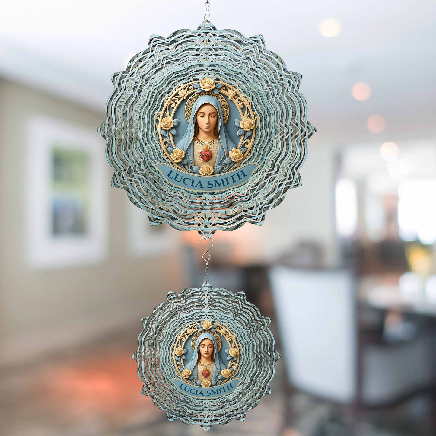 Embrace Faith And Protection With Blessed Mary And Roses