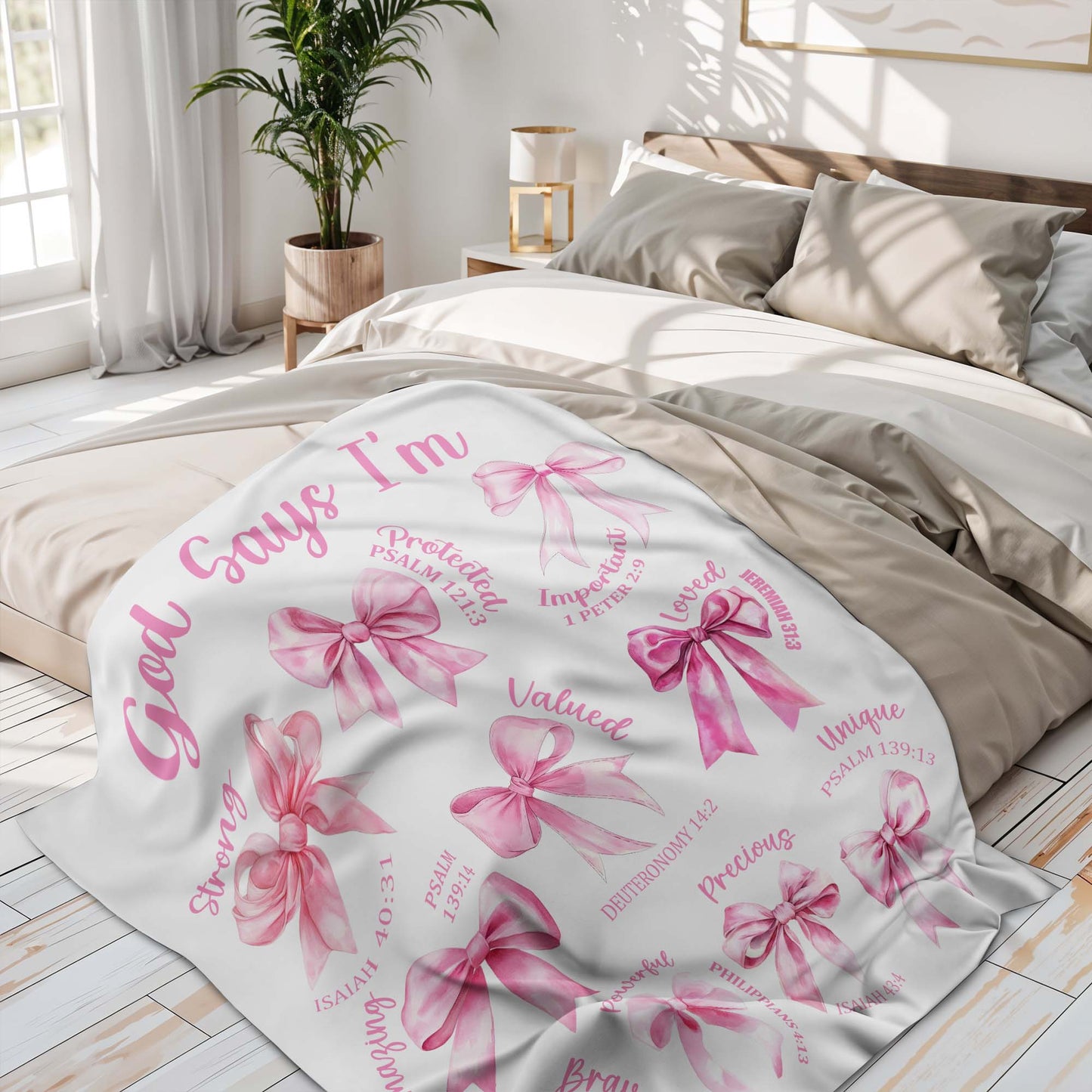 God Says I'm Loved And Valued Pink Bows And Biblical Verses