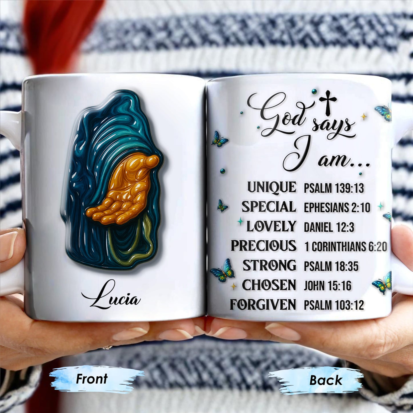 God Says I Am UNIQUE, SPECIAL, LOVELY, Angel Wing and Butterflies