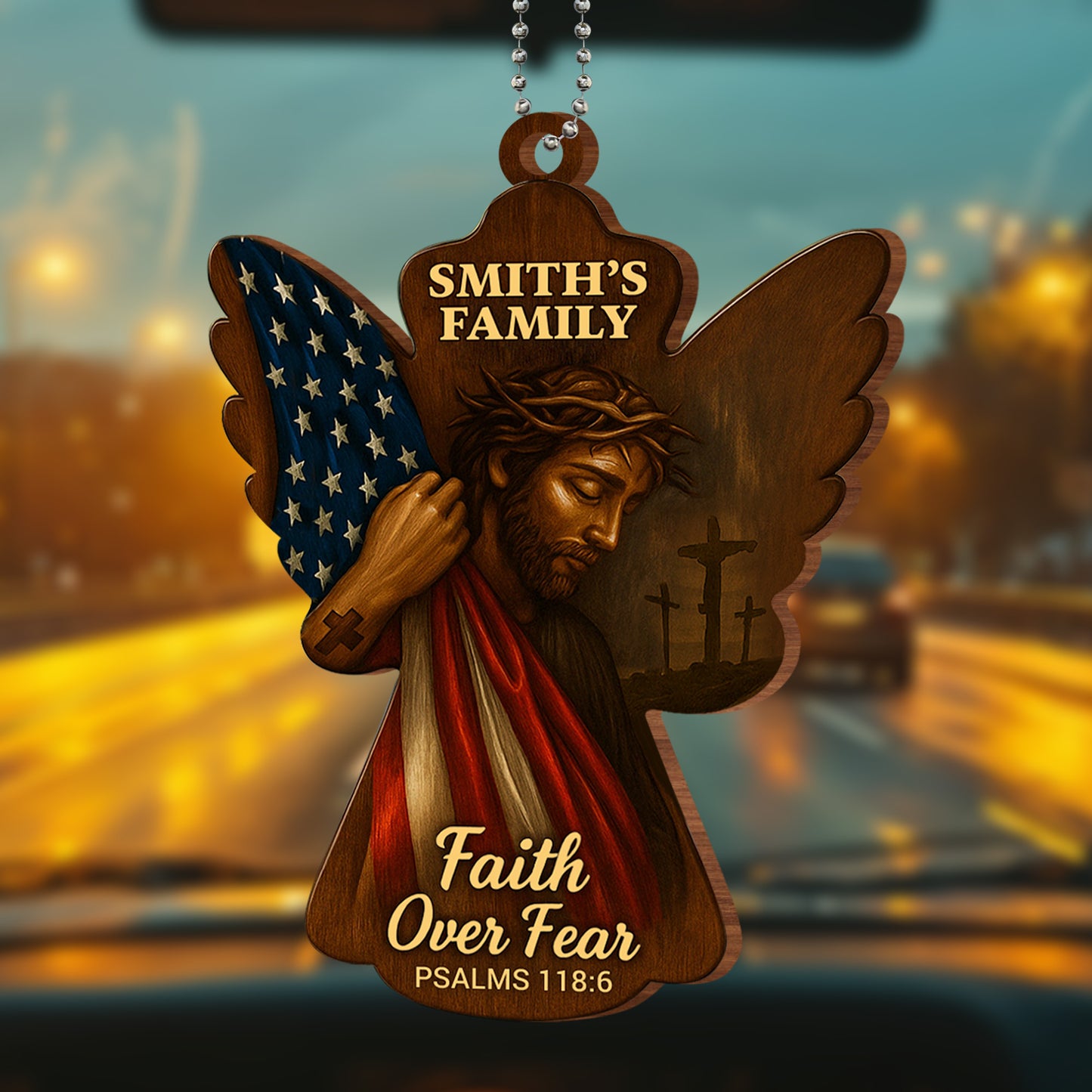 Faith Over Fear, PSALMS 118:6, Angel and American Flag