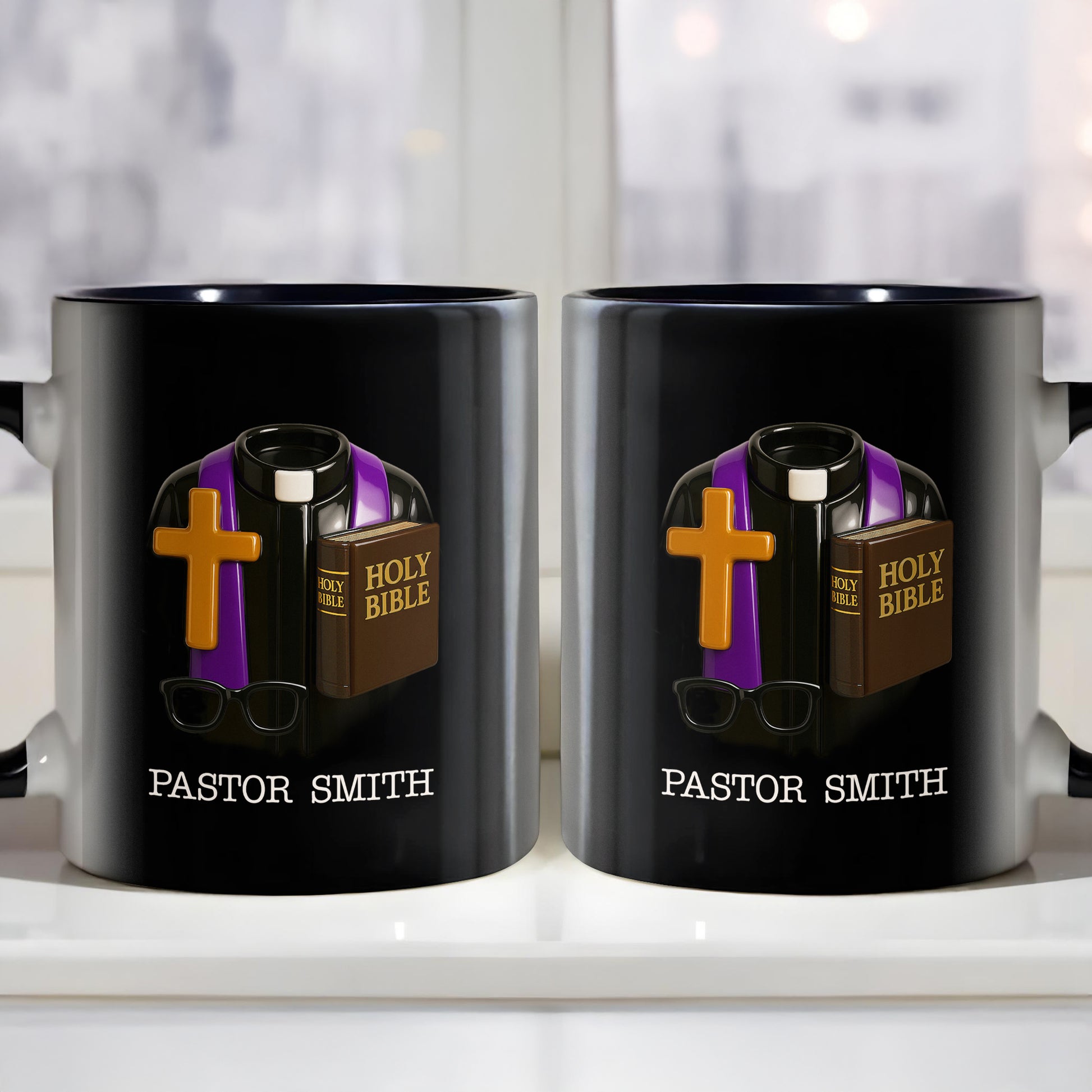 Pastor Smith, Cross, Holy Bible and Glasses