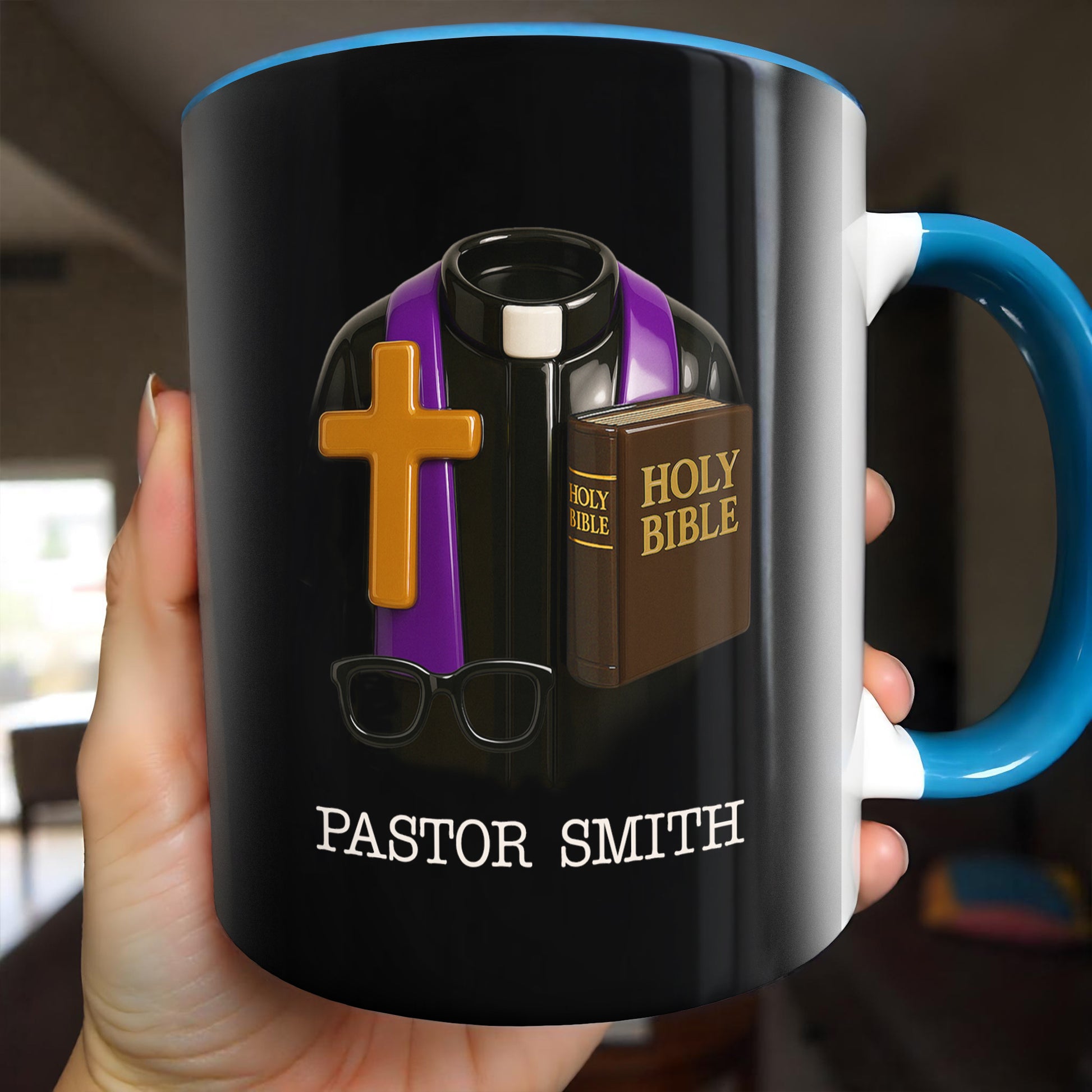 Pastor Smith, Cross, Holy Bible and Glasses