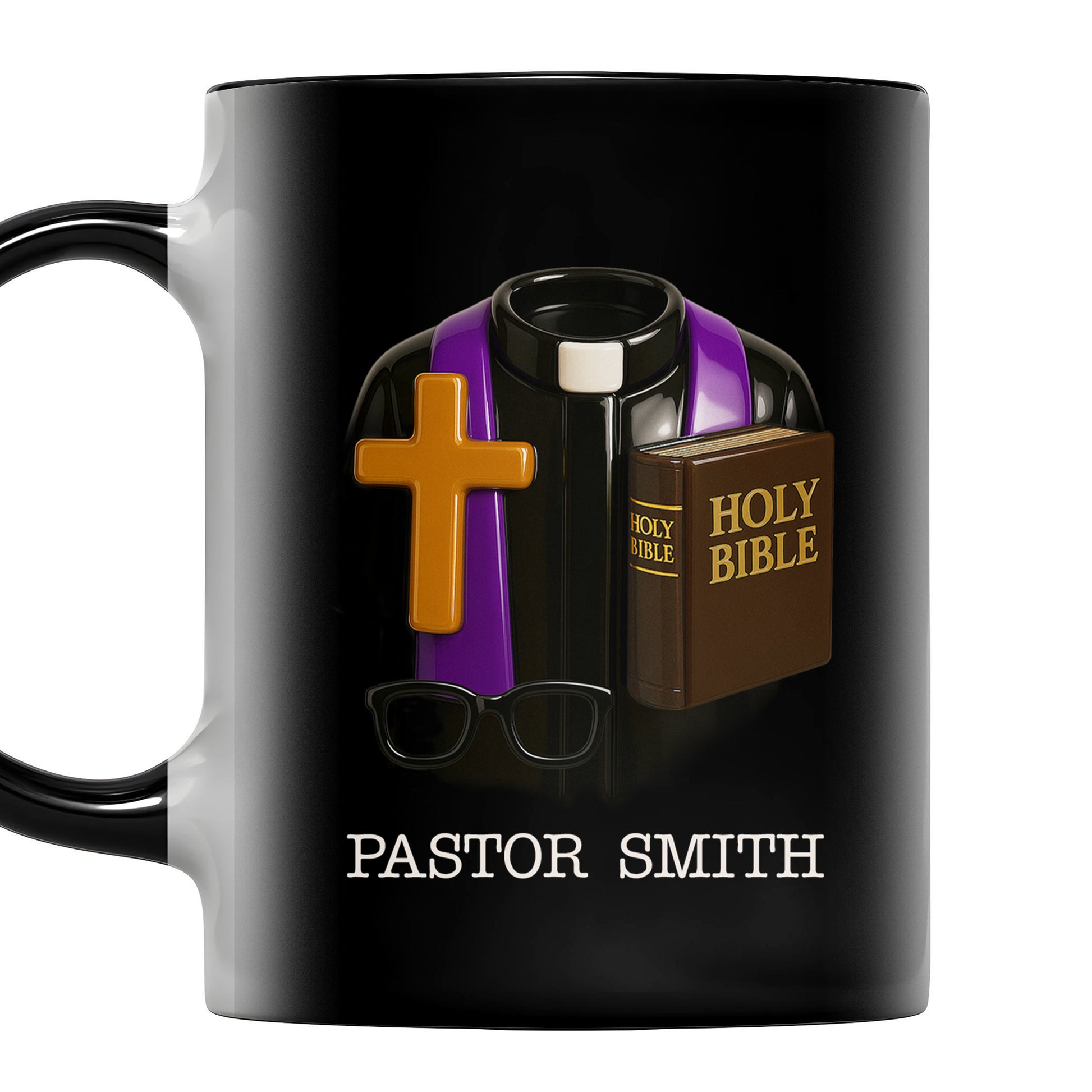 Pastor Smith, Cross, Holy Bible and Glasses