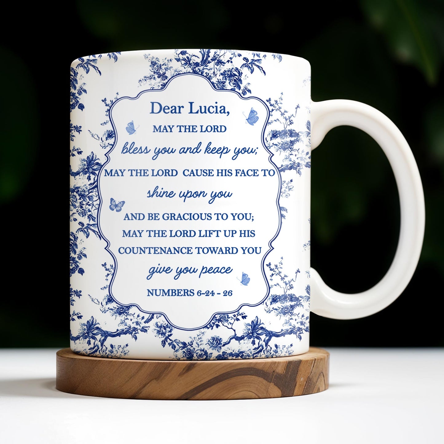 Dear Lucia, May The Lord Bless You And Keep You, Flowers And Religious Text