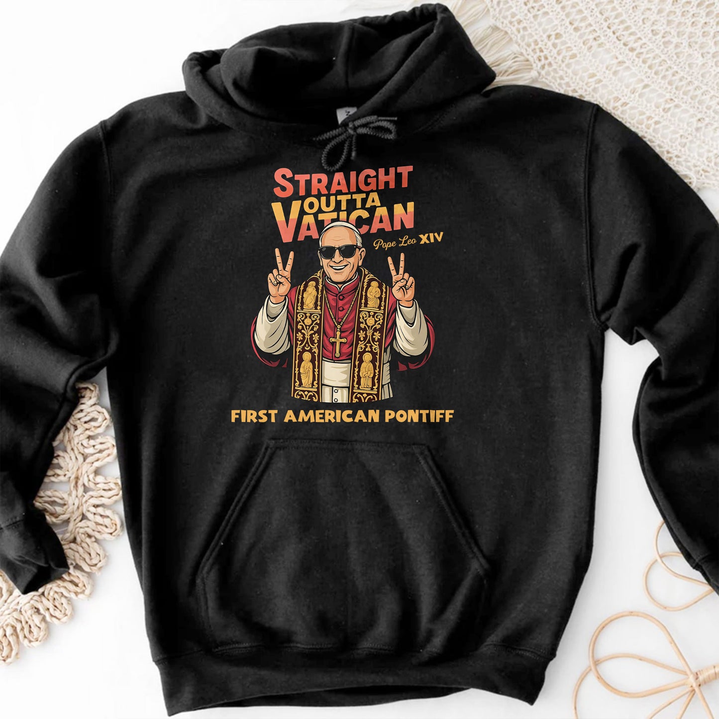 Straight Outta Vatican First American Pontiff, Pope Making Peace Sign