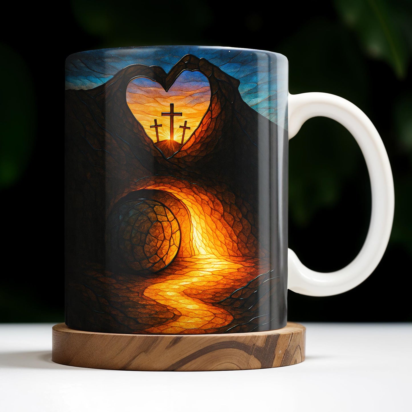 I Am The Light Of The World, Cross and Heart Coffee Mug