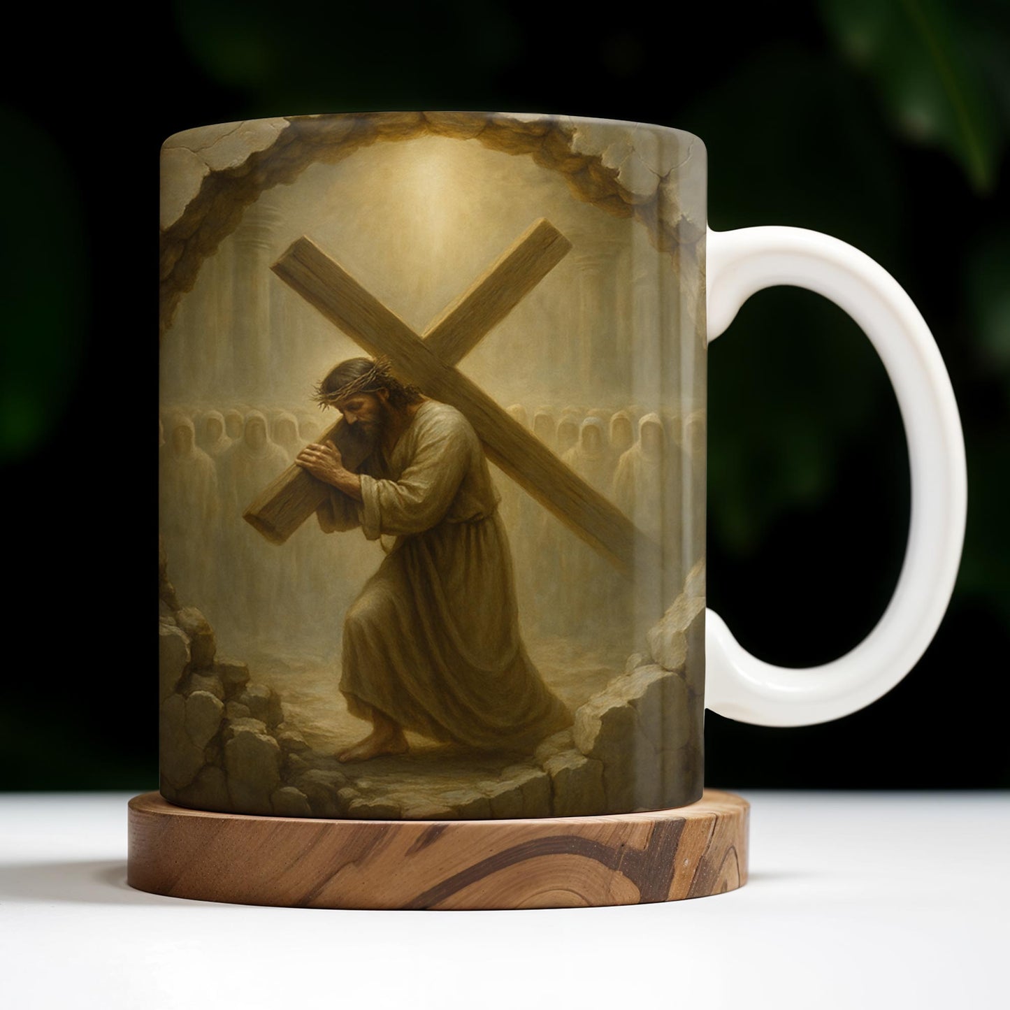 Celebrate Faith And Inspiration With This Beautifully Crafted Mug Featuring A Religious Figure