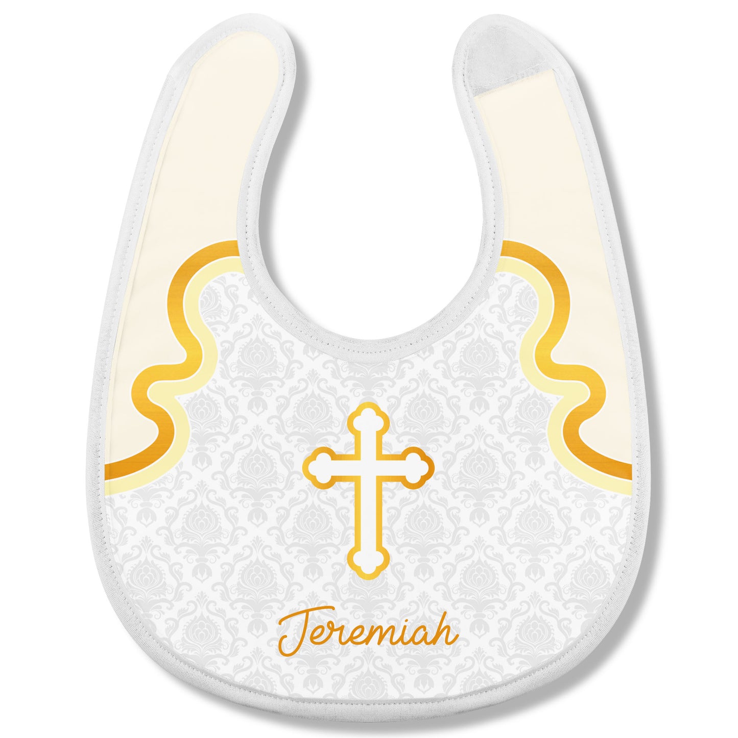 Cross and Wave Design Personalized Baby Bib