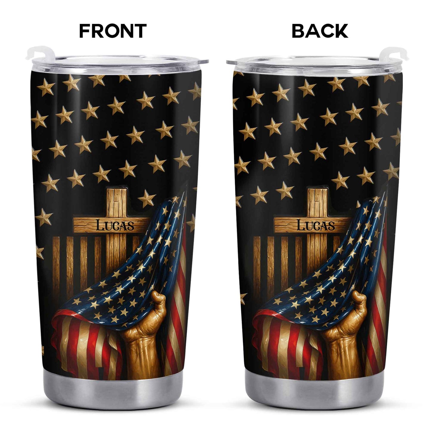 Customizable Patriotic Stars And Stripes Design With Wooden Chair