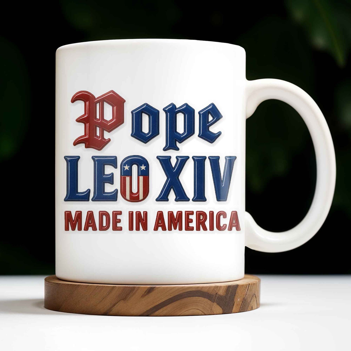 Pope Leo XIV Made In America, US Flag and Pope-themed Text
