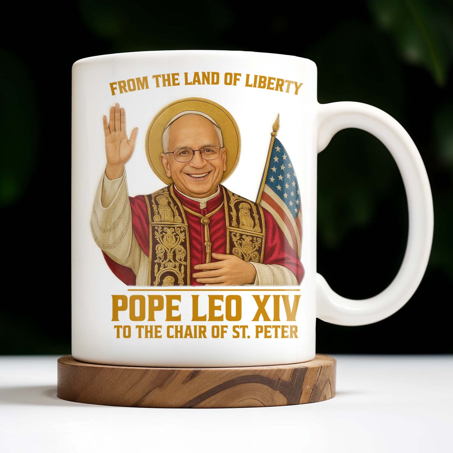 From The Land Of Liberty, Pope Leo XIV To The Chair Of St. Peter, Pope and American Flag