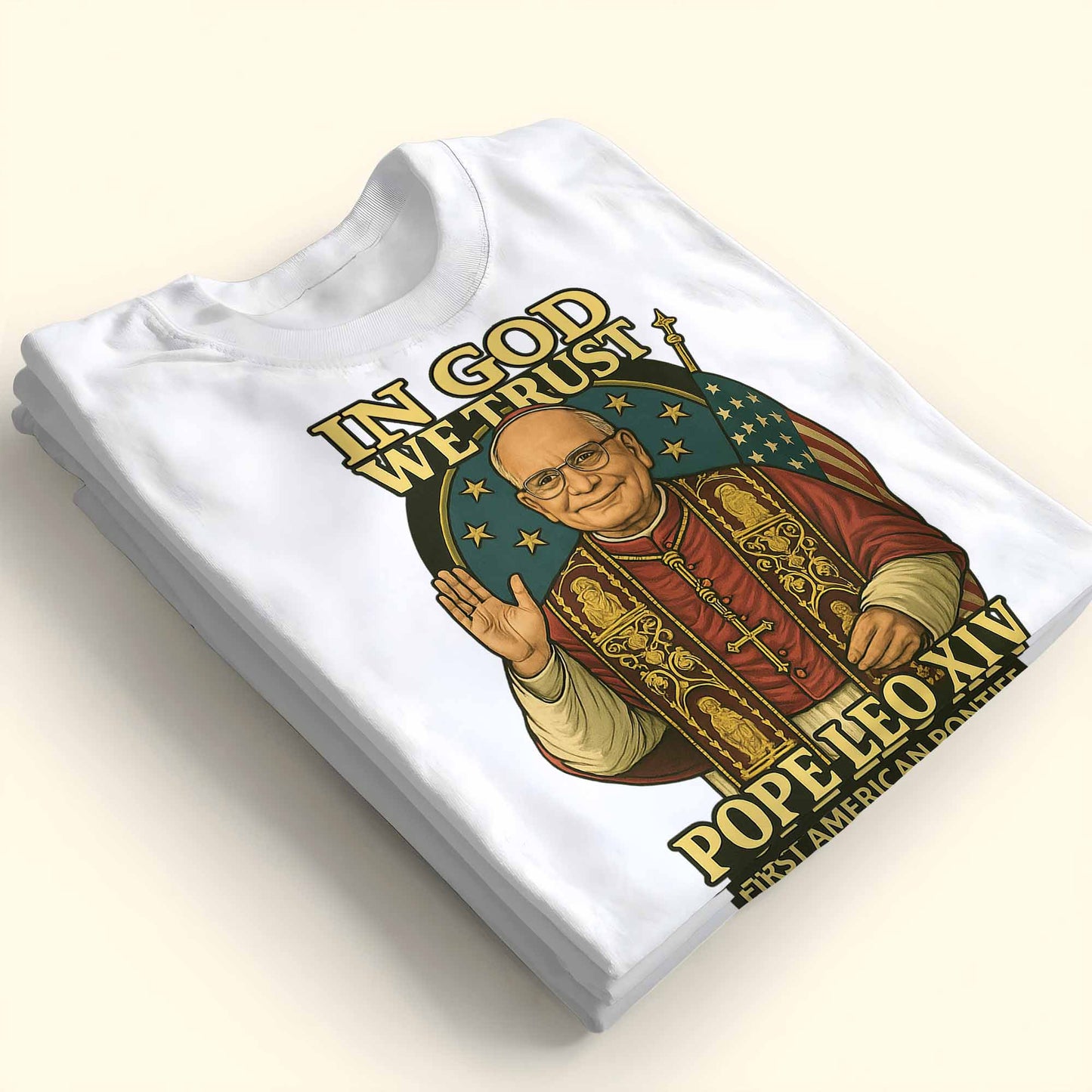 In God We Trust, Pope Leo XIV, First American Pontiff, American Flag