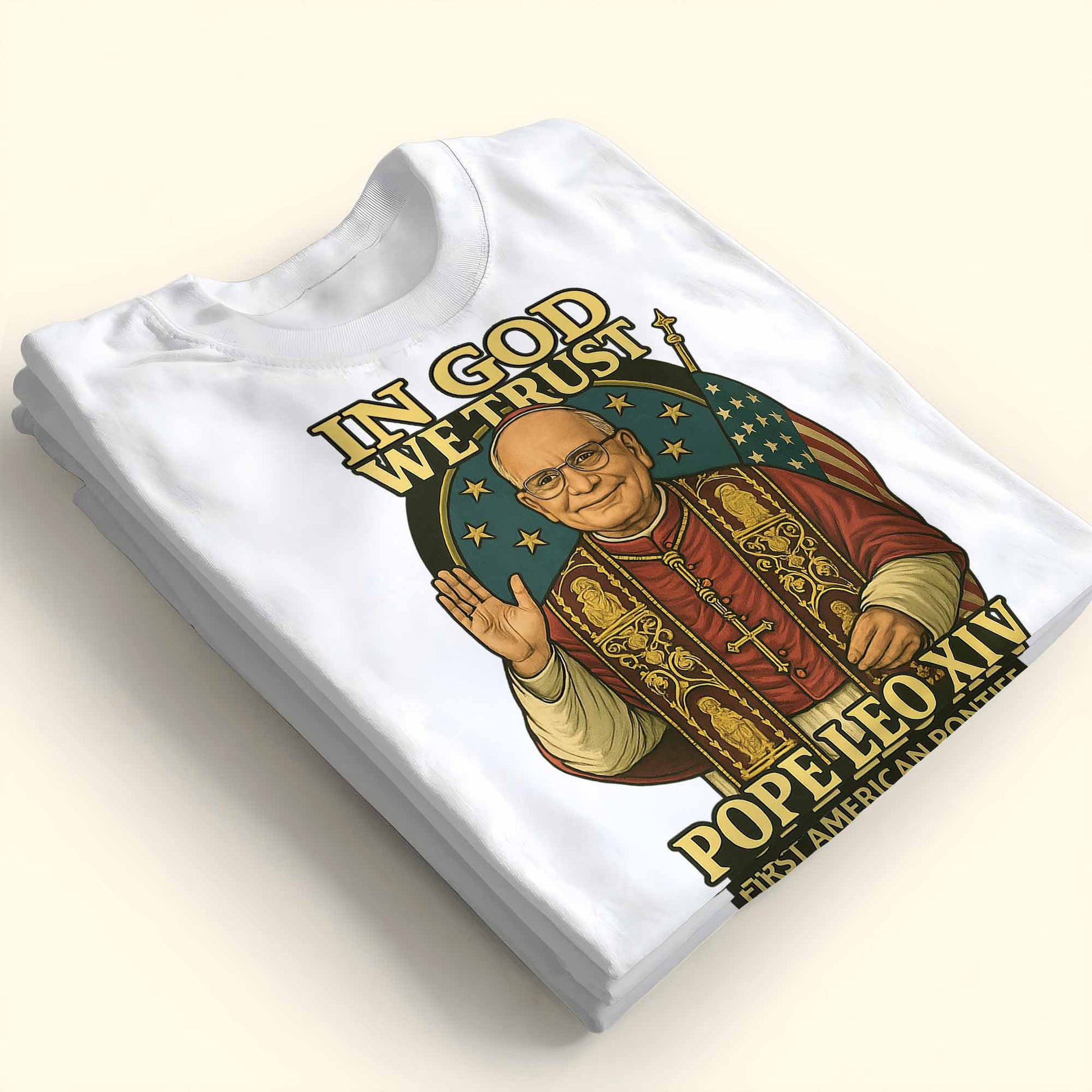 In God We Trust, Pope Leo XIV, First American Pontiff, American Flag