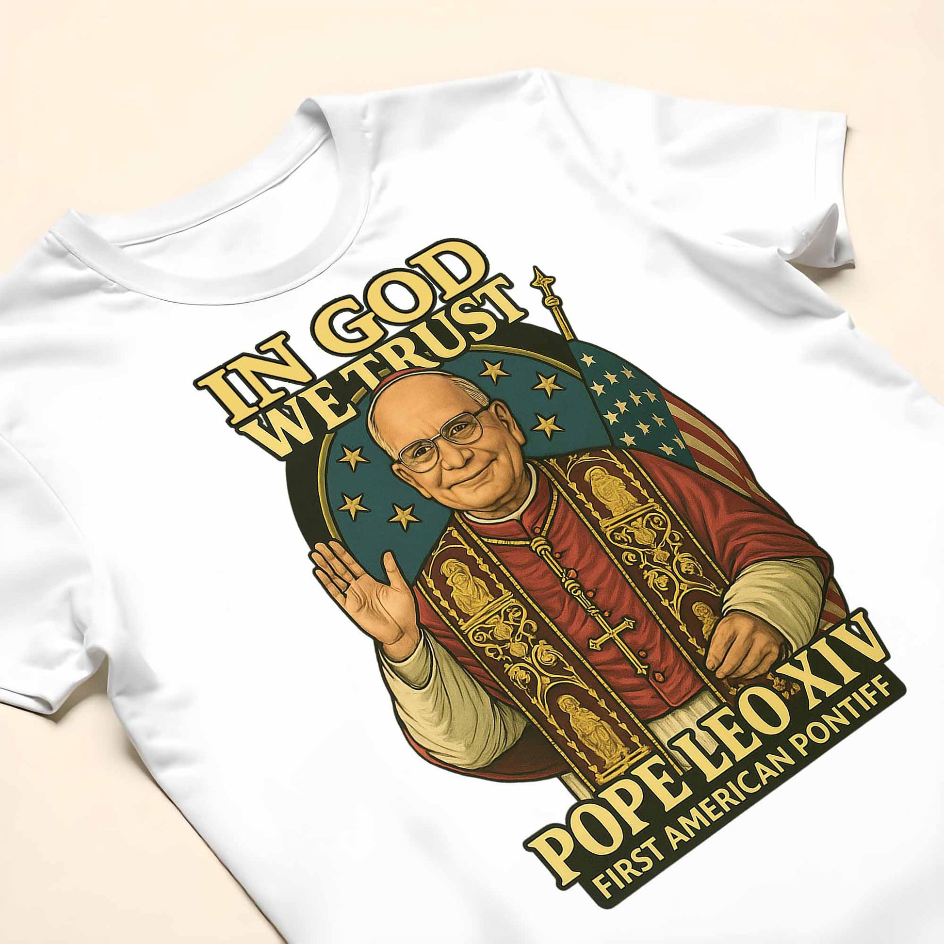 In God We Trust, Pope Leo XIV, First American Pontiff, American Flag