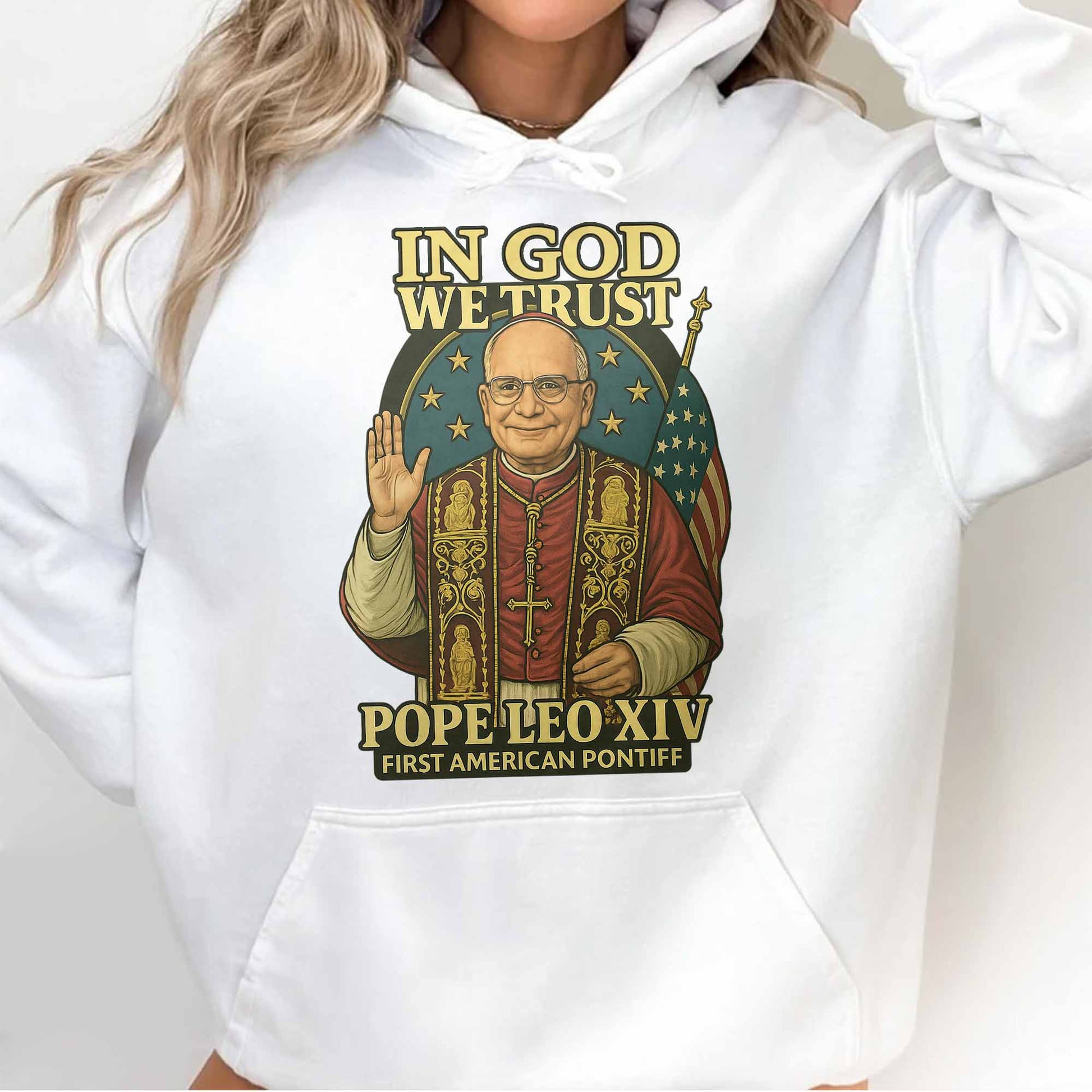 In God We Trust, Pope Leo XIV, First American Pontiff, American Flag