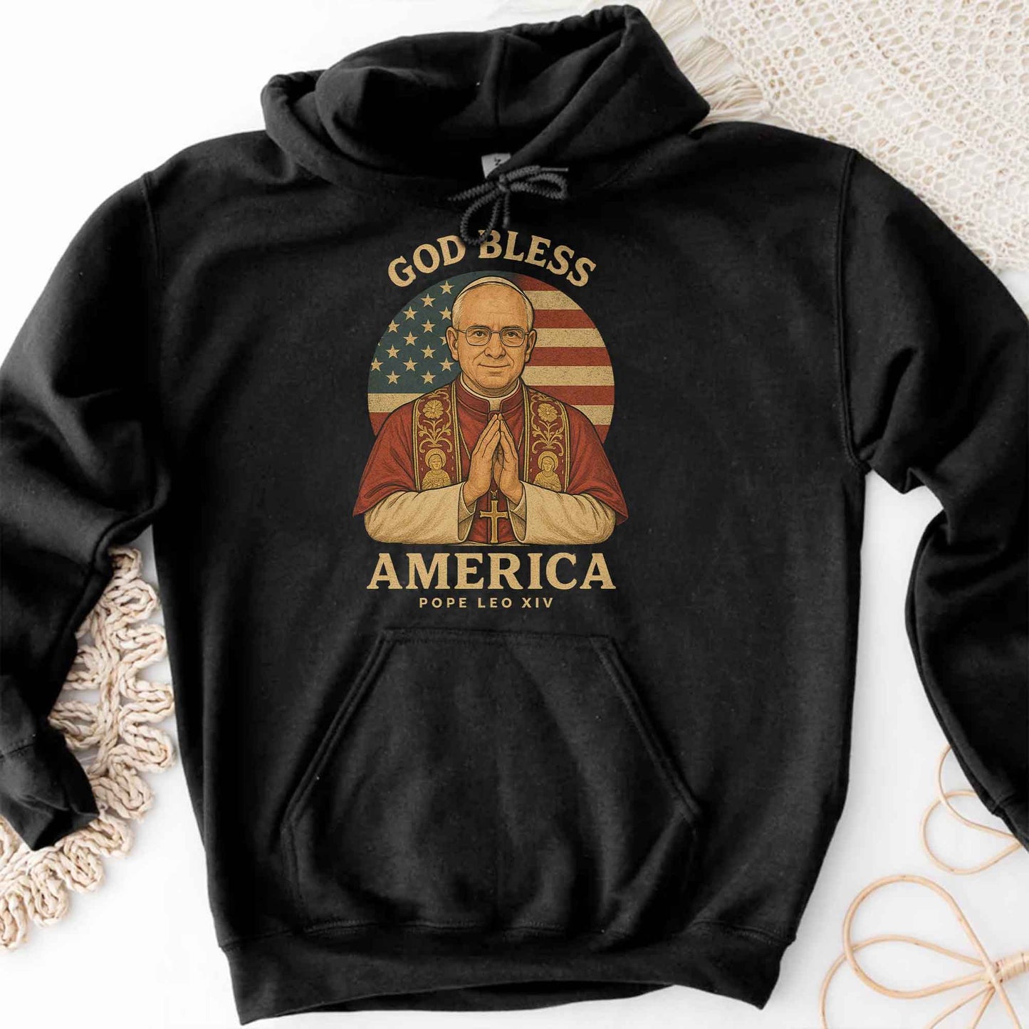 God Bless America, Pope Leo XIV, American Flag