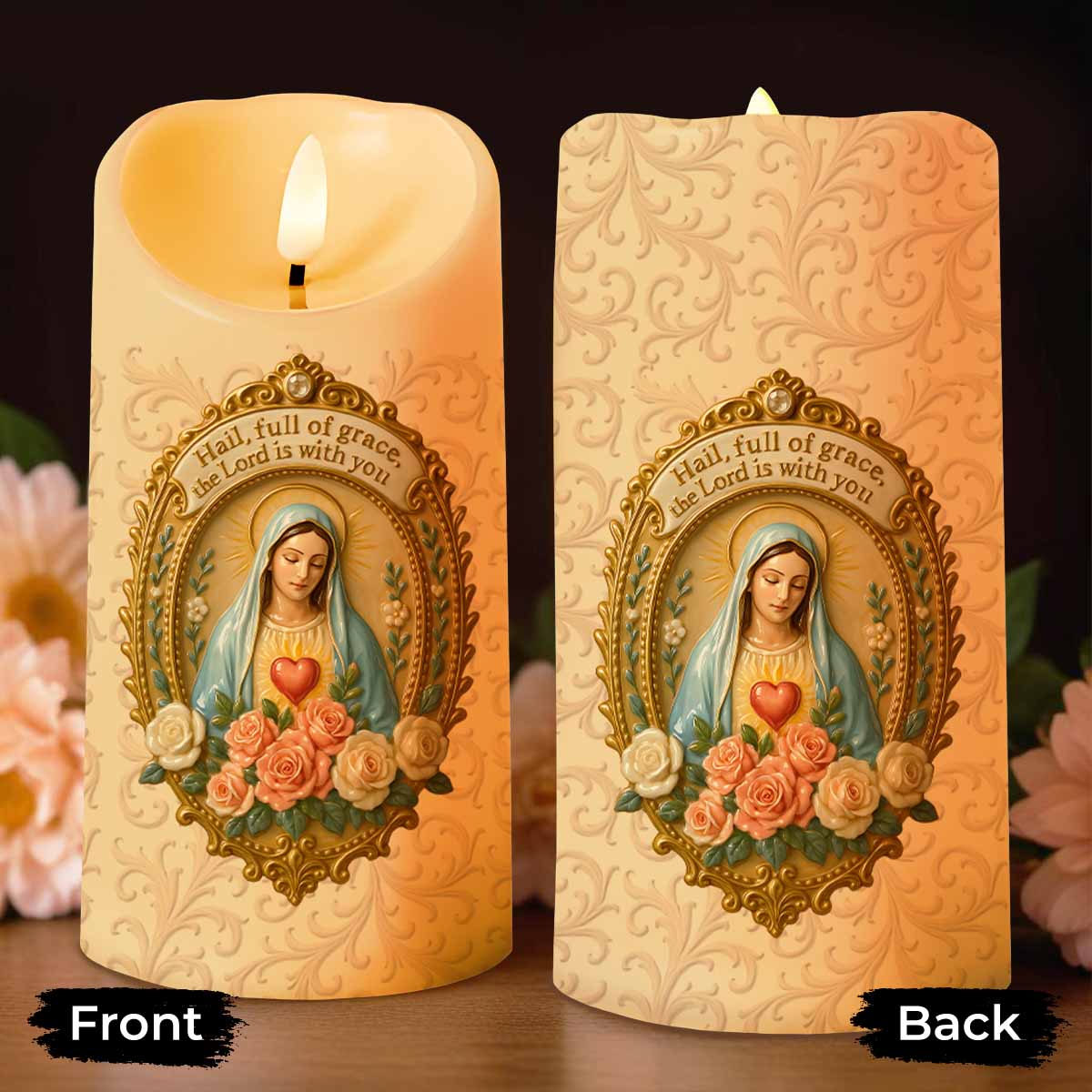 Hail Full Of Grace The Lord Is With You Virgin Mary LED Candle