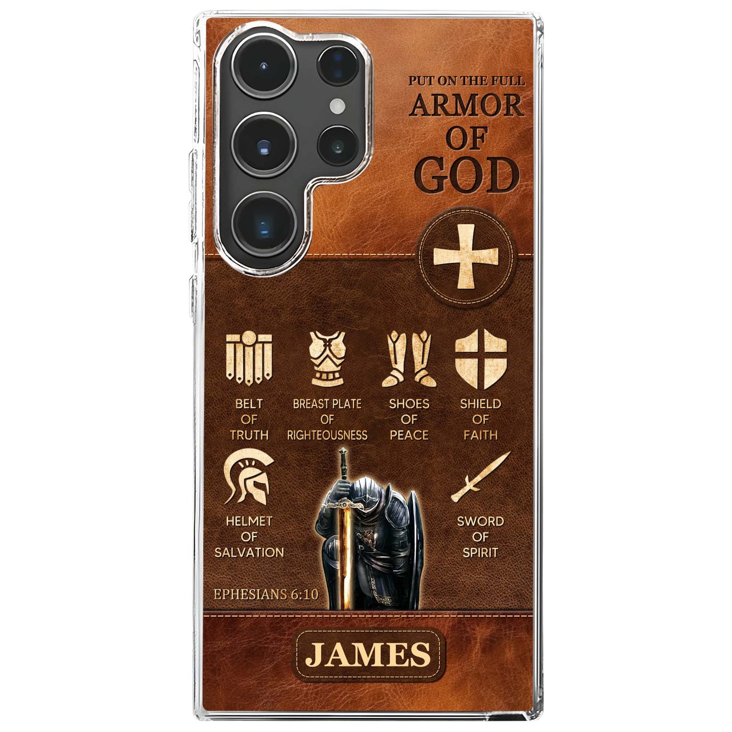Put On The Full Armor of God, Biblical Armor Elements - Personalized Clear Phone Case - FTH100_PHC