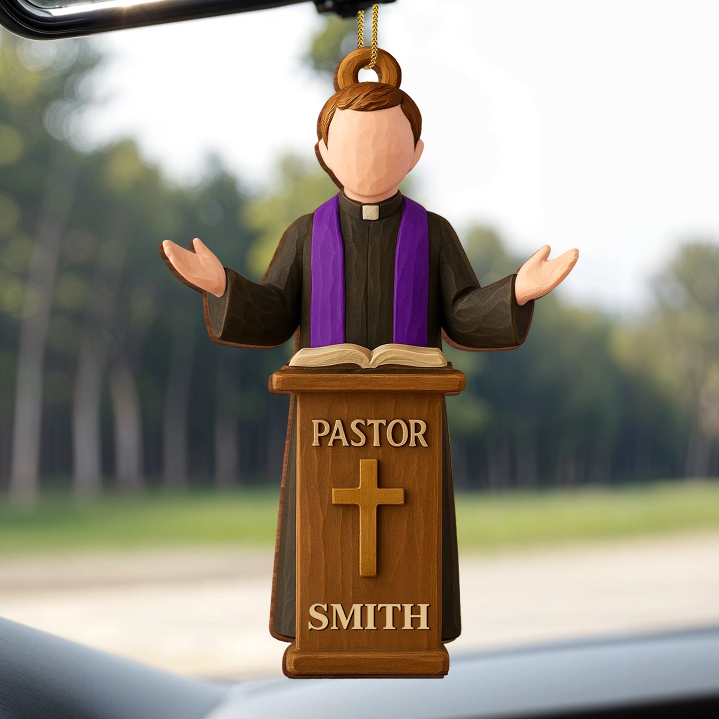 Celebrate Faith with Pastor and Book Ornament