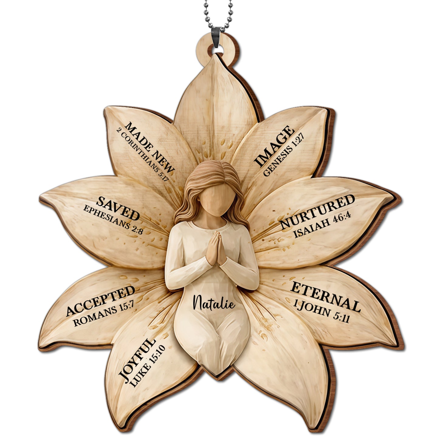 Made New, Saved, Joyful Angel Wood Ornament