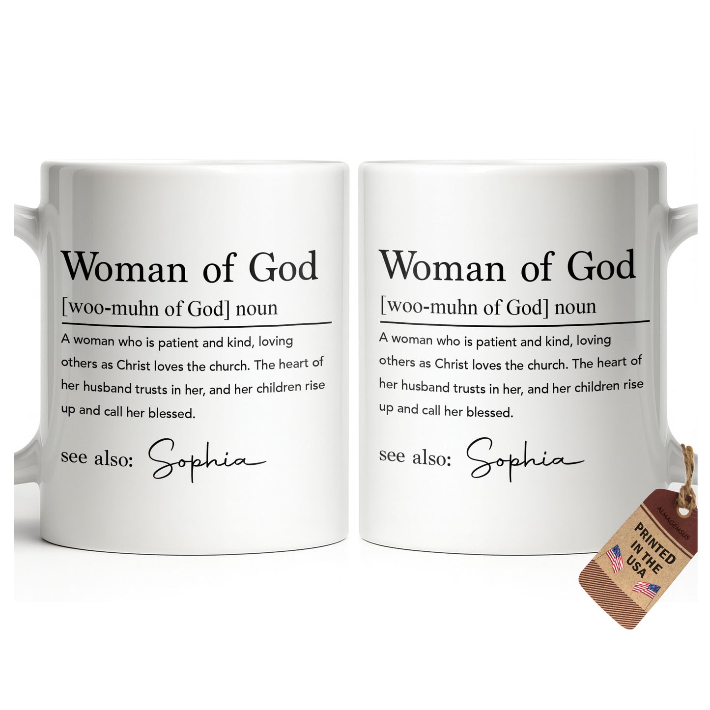 Woman Of God Dictionary Definition Custom Name Christian Verse - Personalized Custom Coffee Mug - FTH158_MG