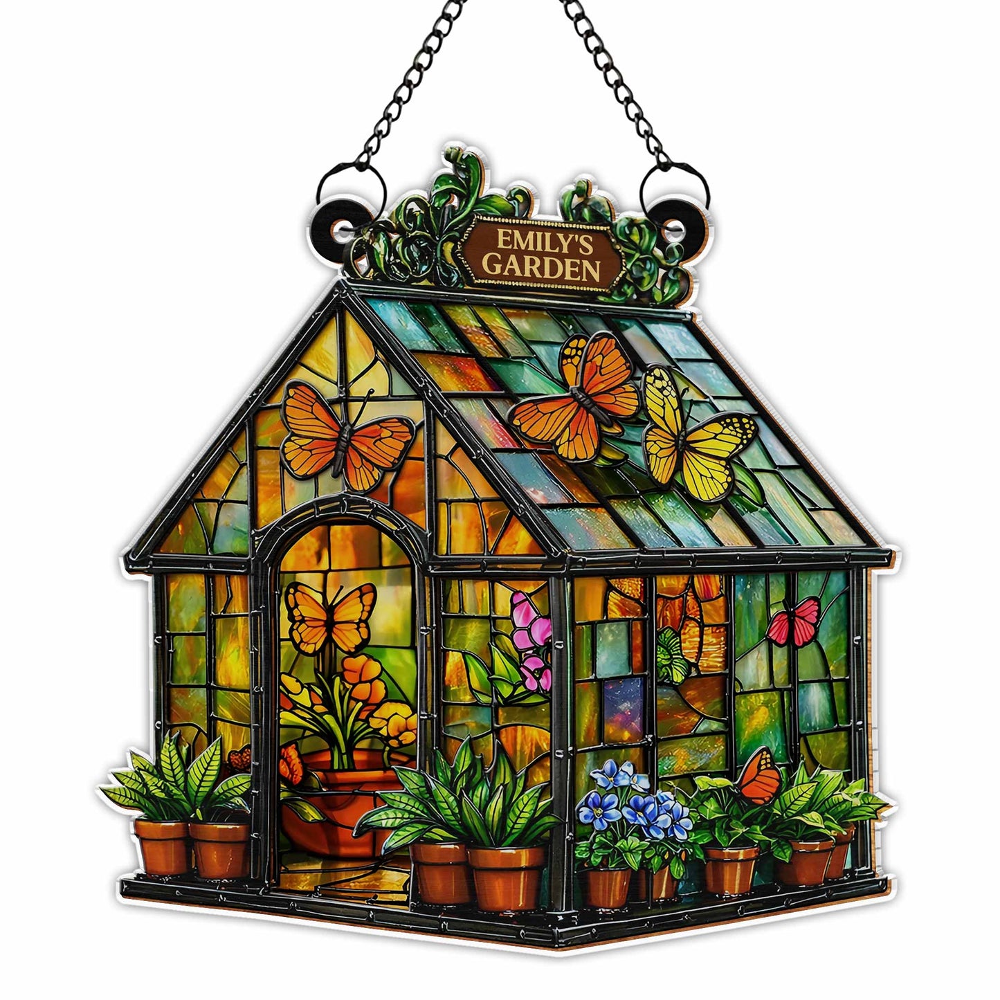 Brighten Your Windows With Colorful Butterflies And Flowers - Personalized Custom Suncatcher - GAR028_CSUN