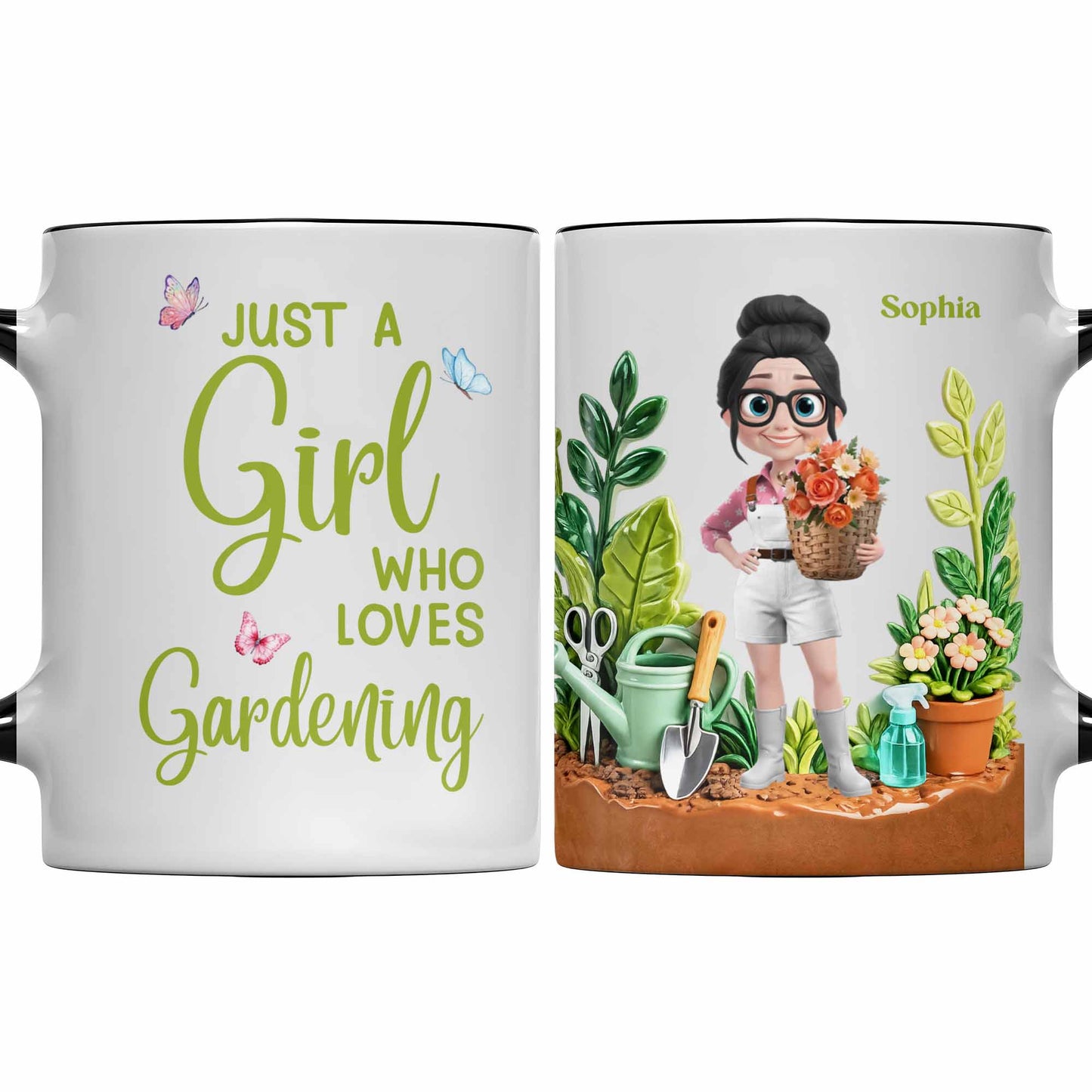 Just A Girl Who Loves Gardening With Colorful Butterflies