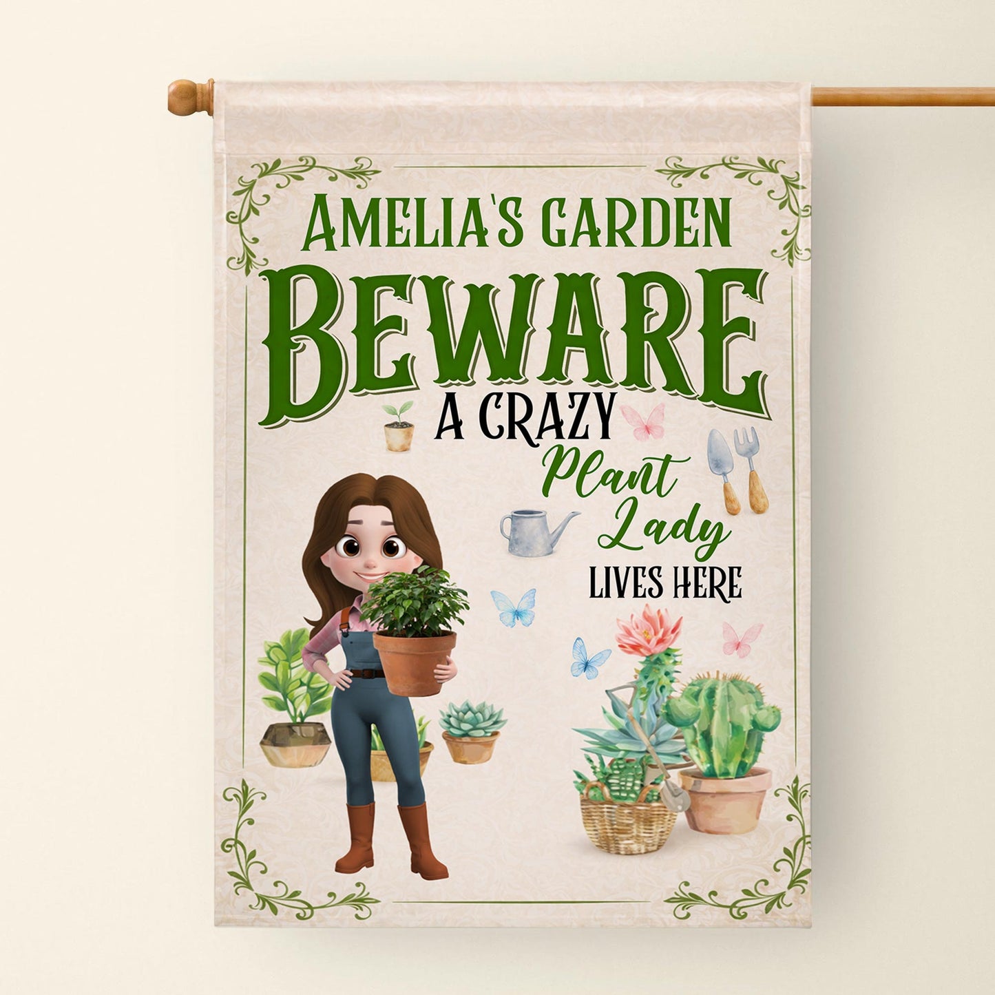 Beware A Crazy Plant Lady Lives Here, Garden Lover Flag