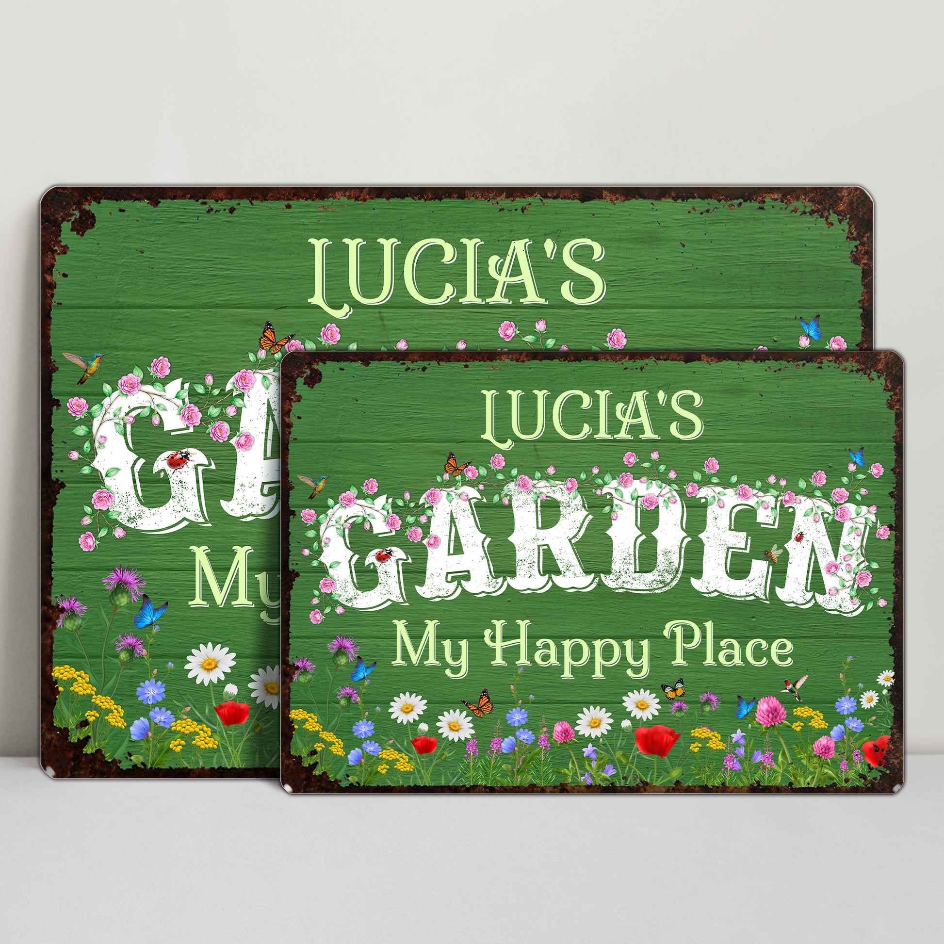 My Happy Place Garden Sign with Flowers and Butterflies