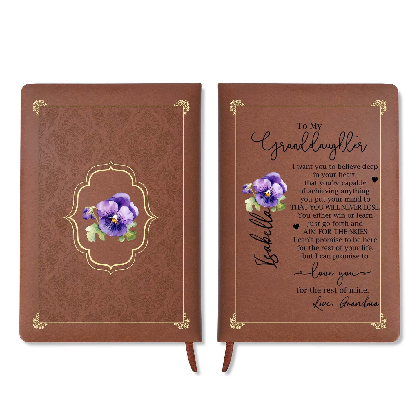Believe And Aim For The Skies, Love For A Lifetime - Personalized Custom Leather Journal - GDT018_JRNL