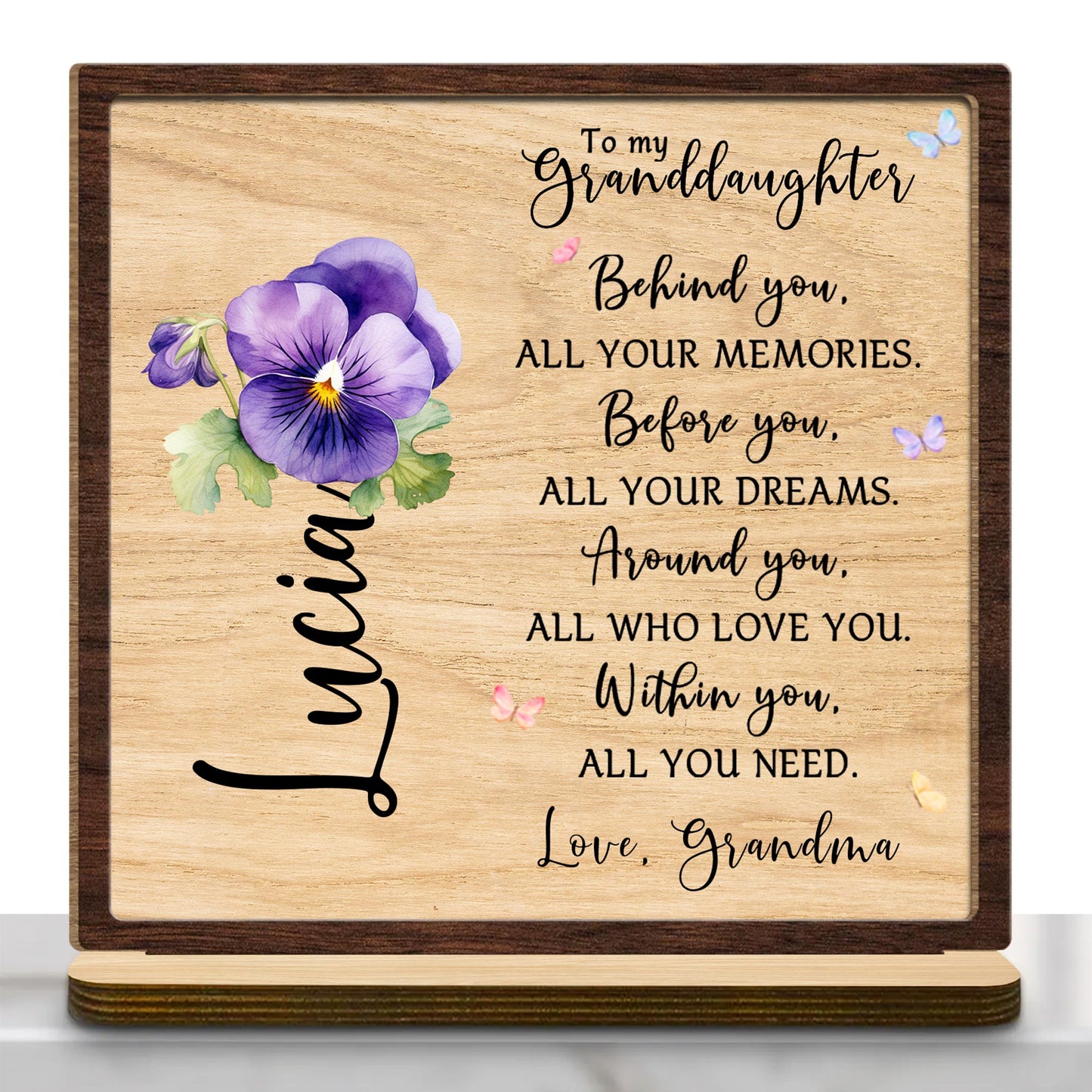 Granddaughter Memories And Dreams Pansy Flower Plaque