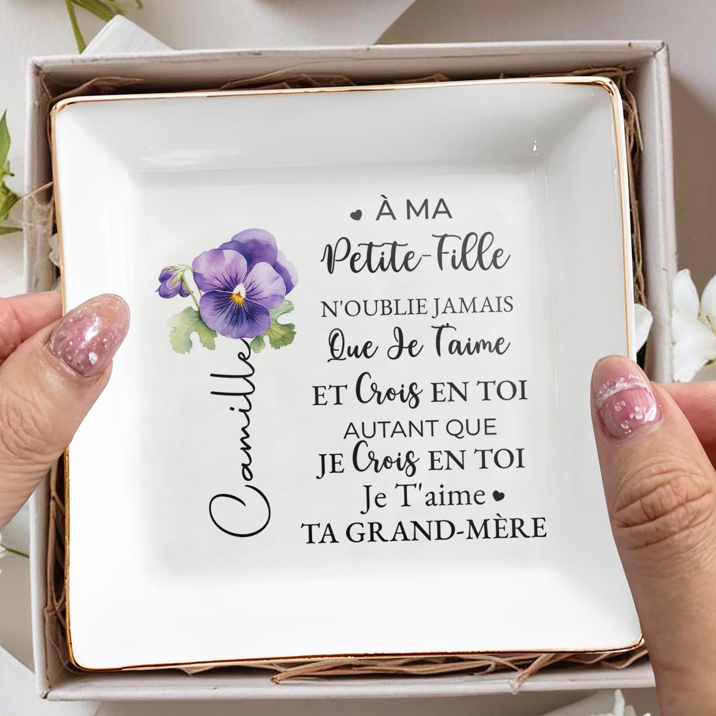 Believe In Yourself Violet Floral Dish