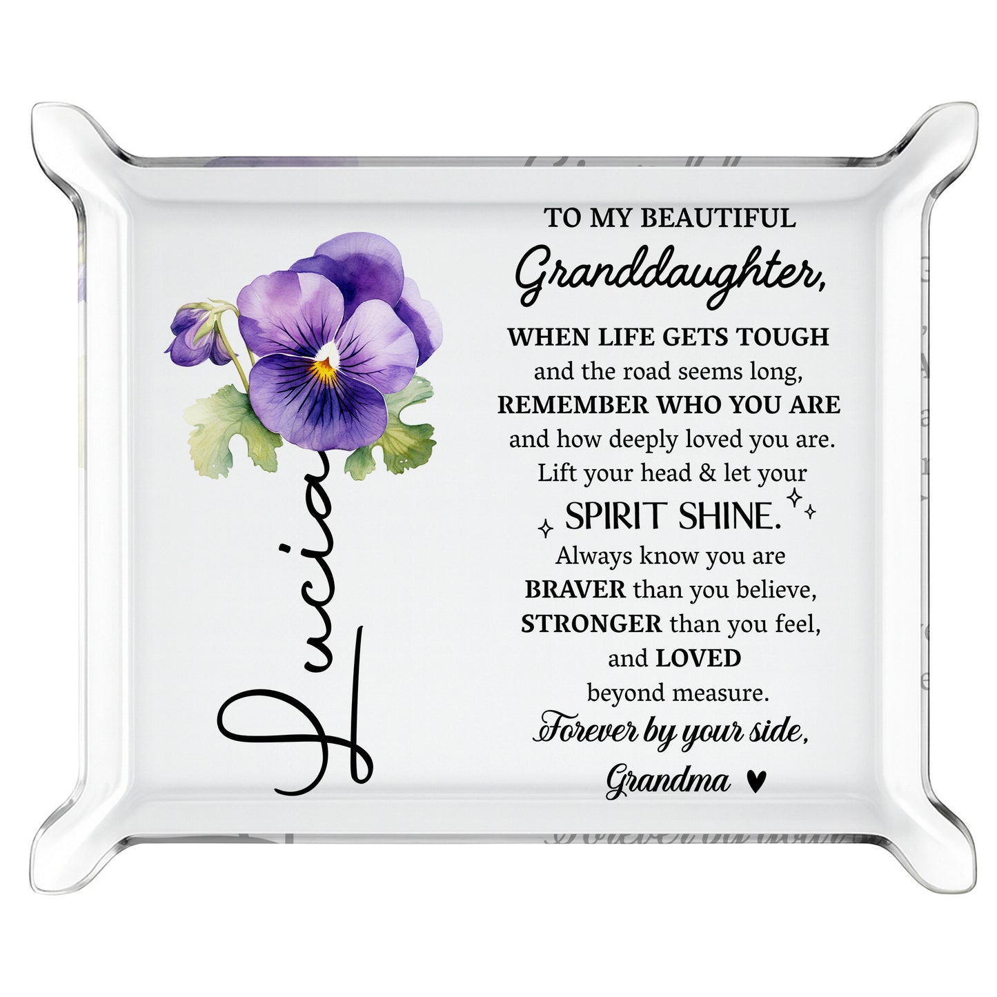 To My Beautiful Granddaughter, Pansy Flower Design