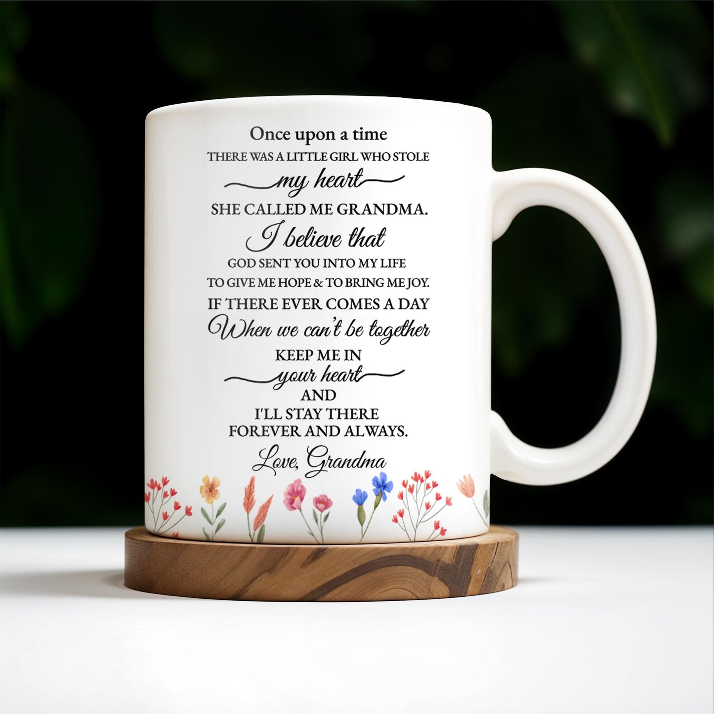 Grandmother Granddaughter Love Message With Pansy Flower Design - Personalized Custom Coffee Mug - GDT108_MG