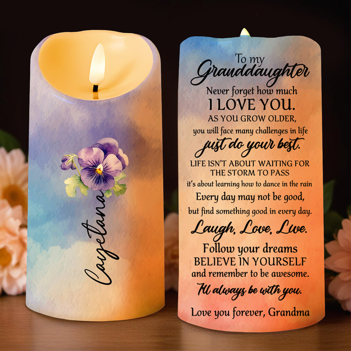 We Carry Your Love In Our Hearts Every Day - Family Personalized Custom LED Candle - Gift For Mom, Daughter