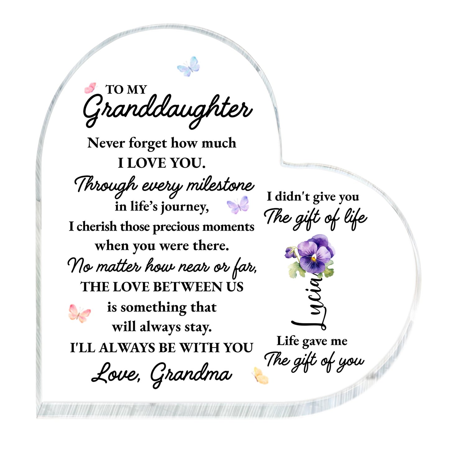 To My Granddaughter, Love Always Stays With Beautiful Butterflies and Flowers