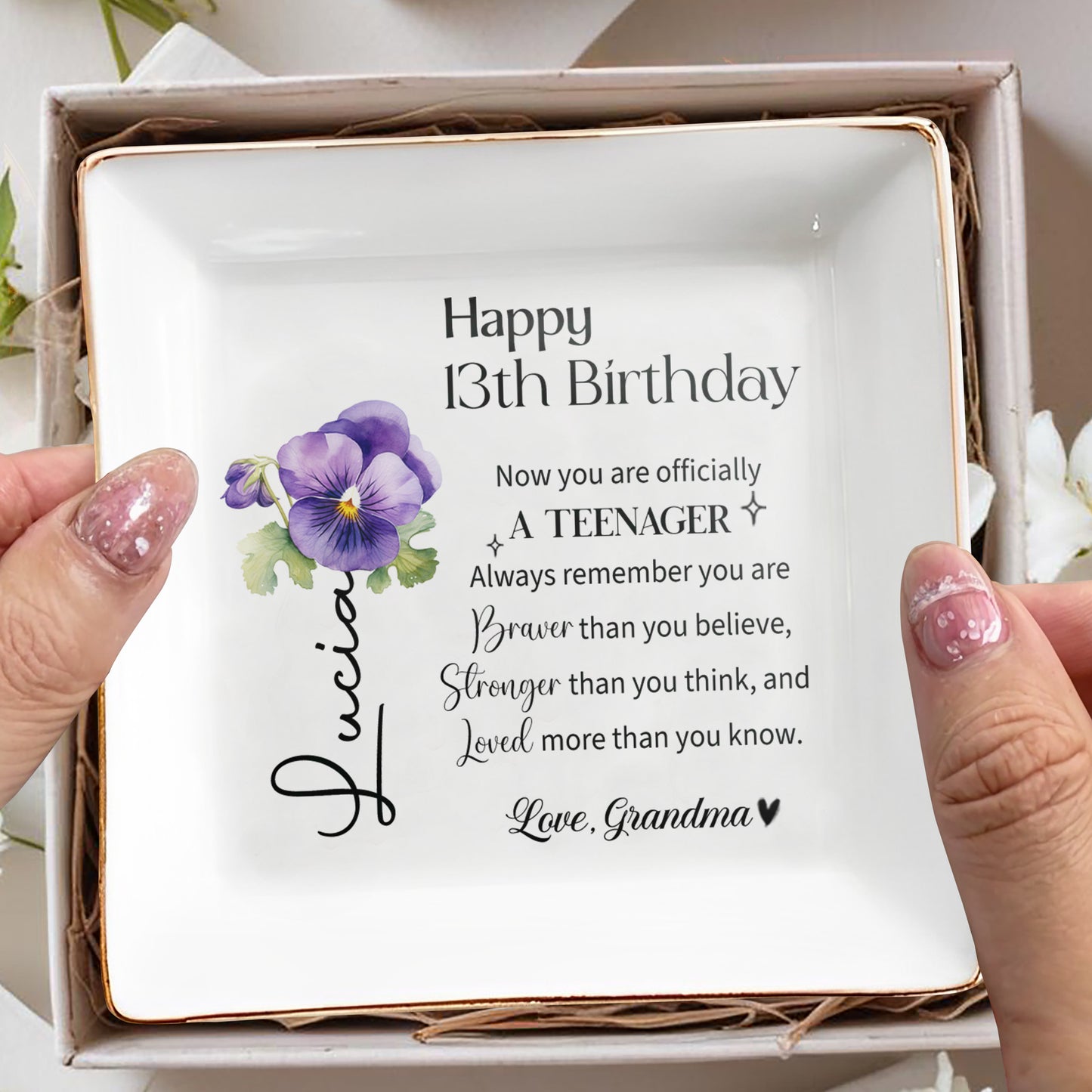 Happy Birthday Teenager Inspirational Quote with Violets