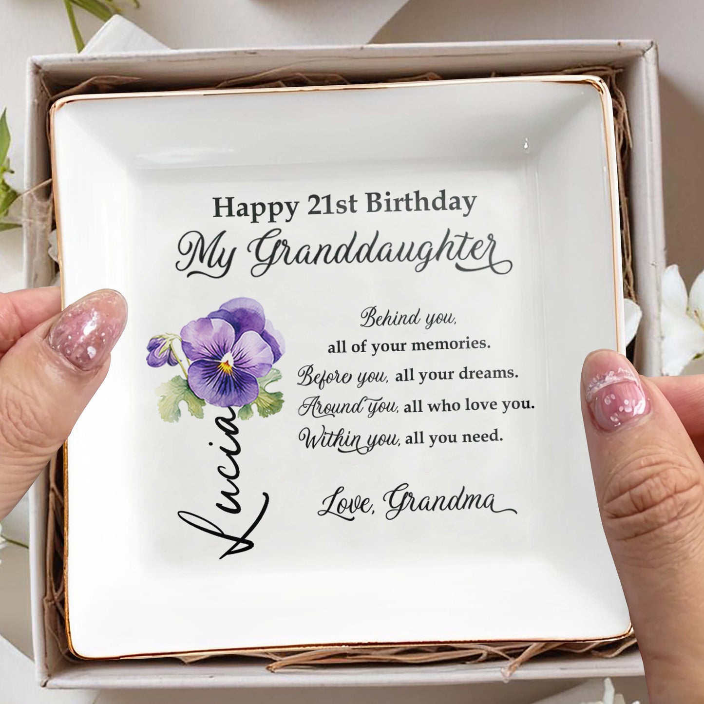 Love And Memories Jewelry Dish With Beautiful Flower