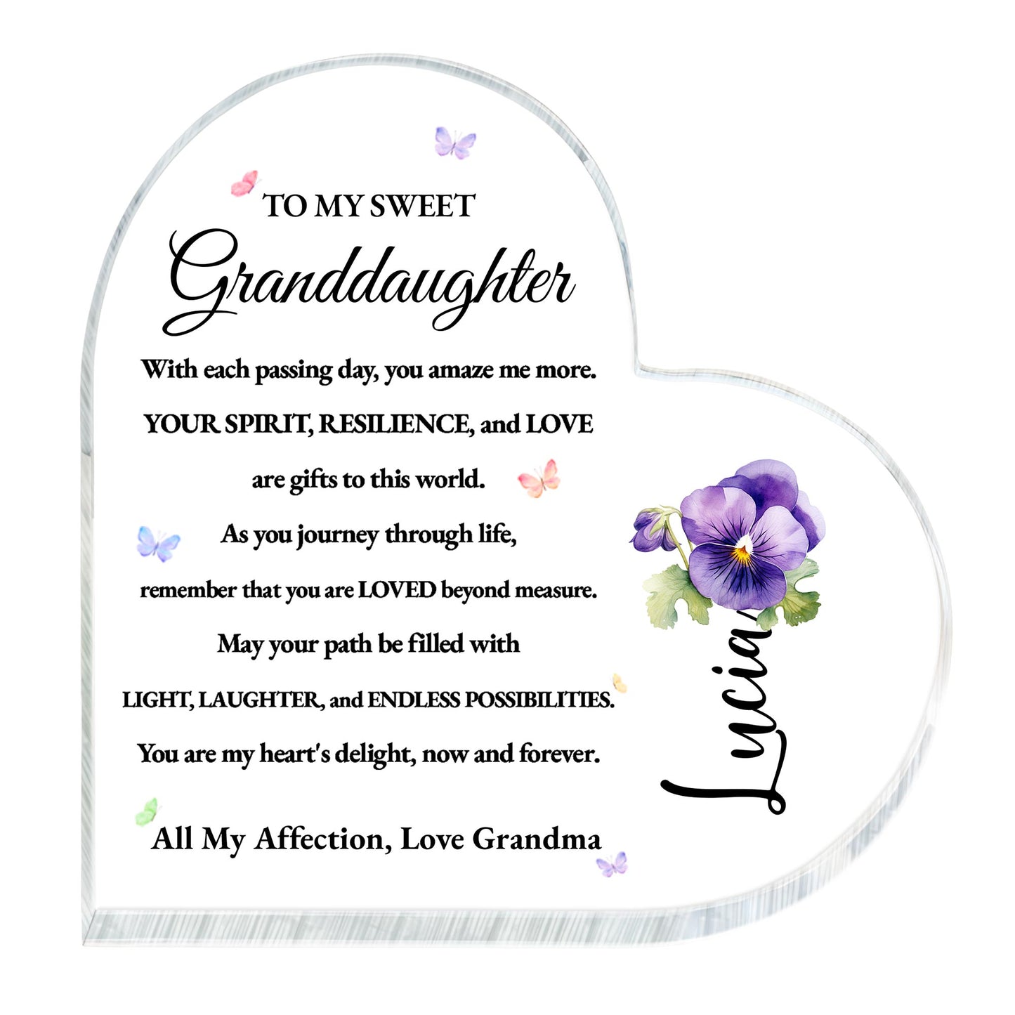 To My Sweet Granddaughter Love And Possibilities Heart Plaque