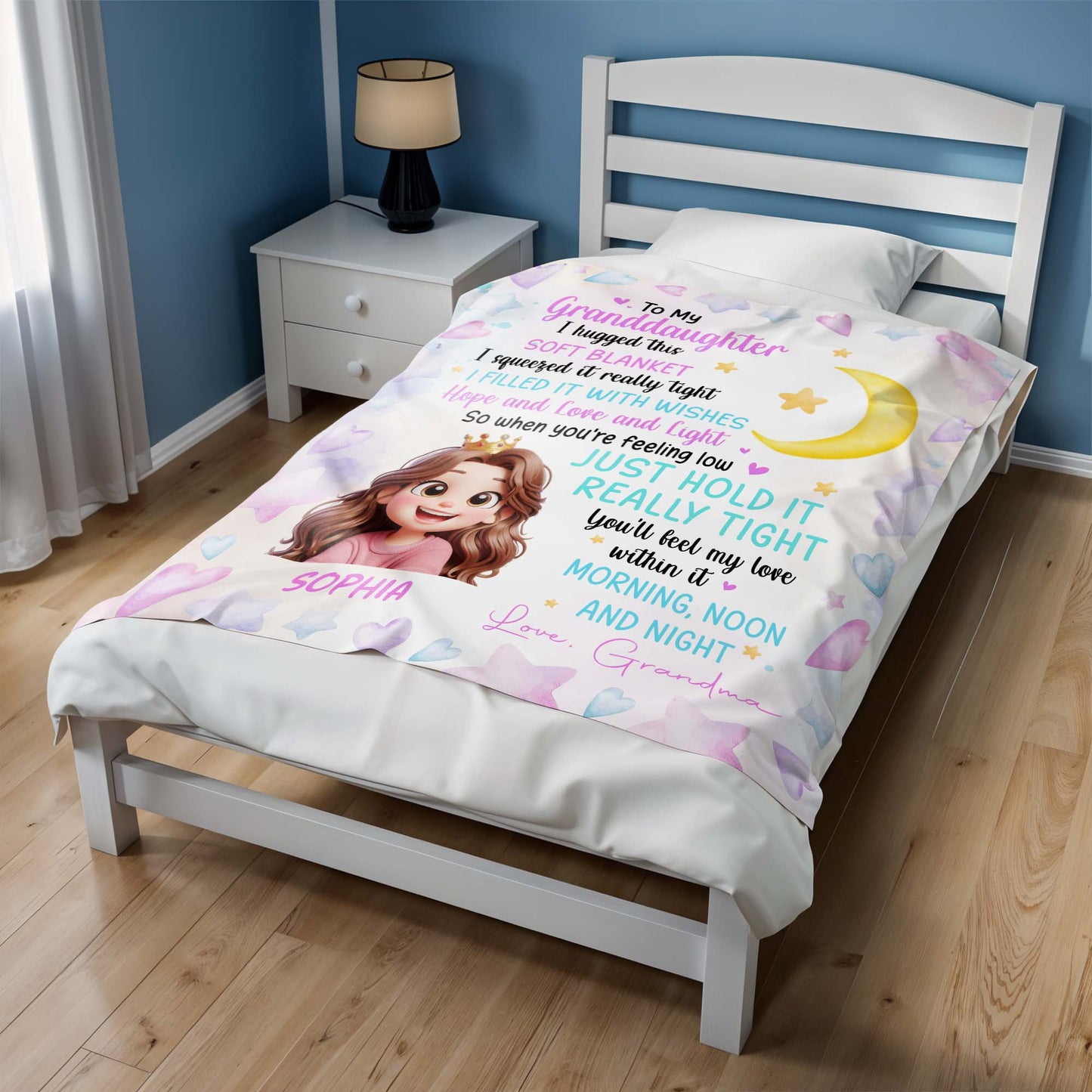 To My Granddaughter Love And Light Wishes Blanket - Personalized Custom Blanket - GDT206_BLK