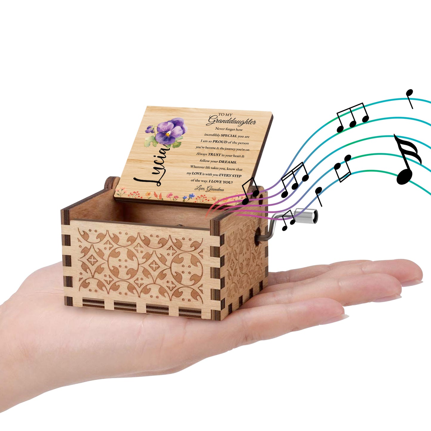 Special Message Floral Music Box For Granddaughter