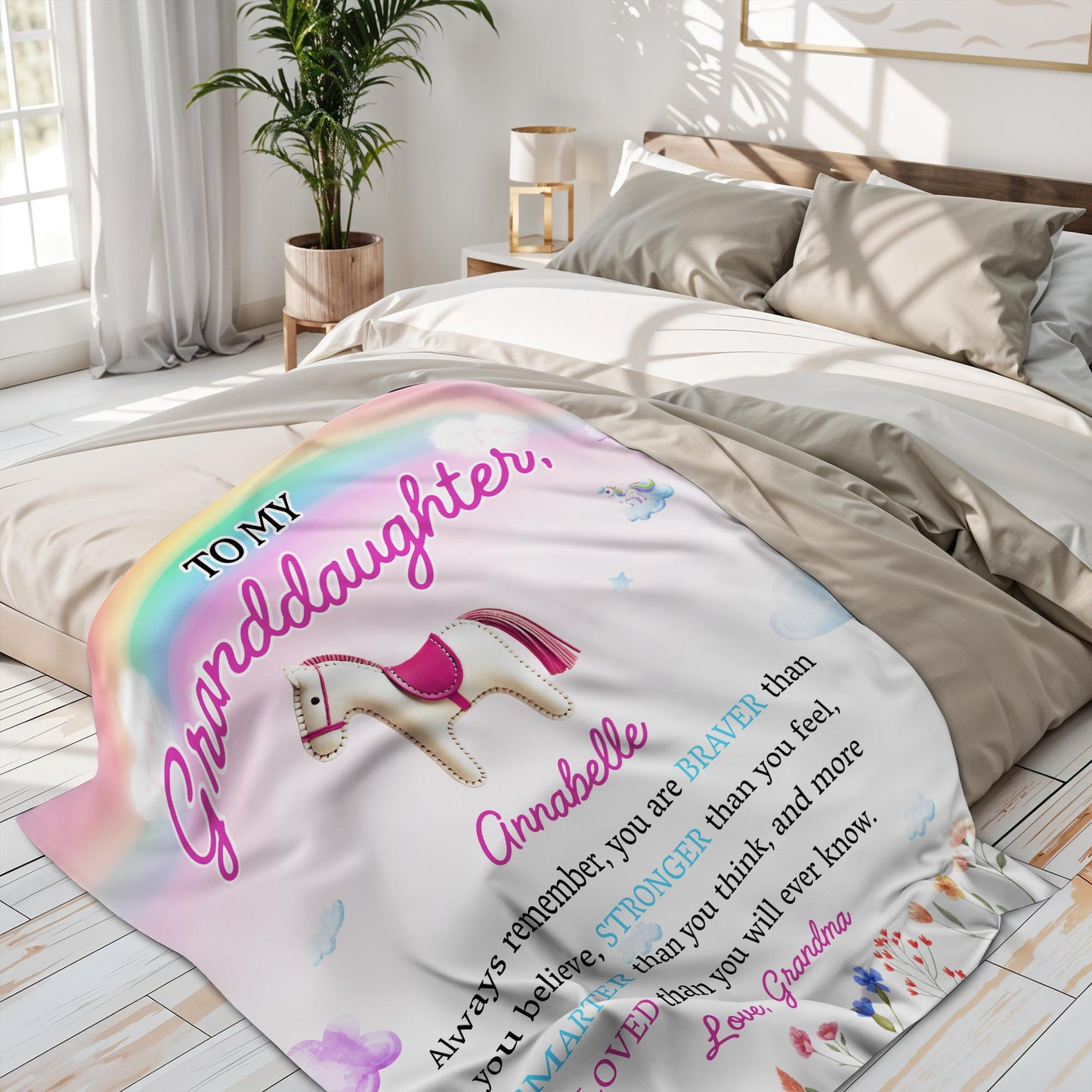 Braver Stronger Smarter Loved Rainbow Horse Design