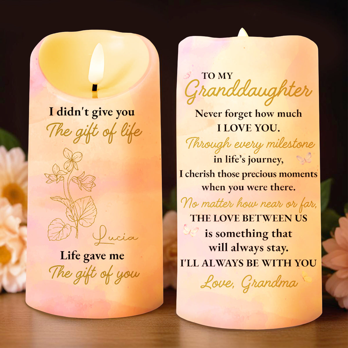 To My Granddaughter Love And Precious Moments LED Candle