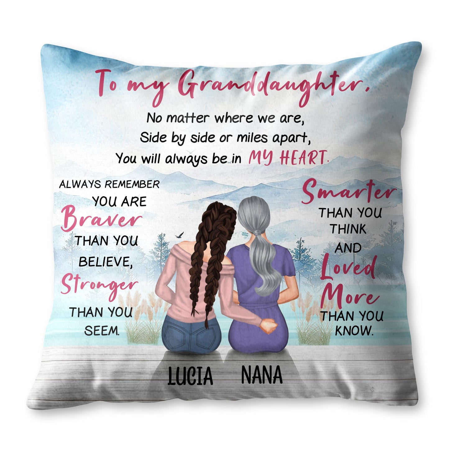 To My Granddaughter, No Matter Where We Are, Mountain Landscape And Two People Sitting