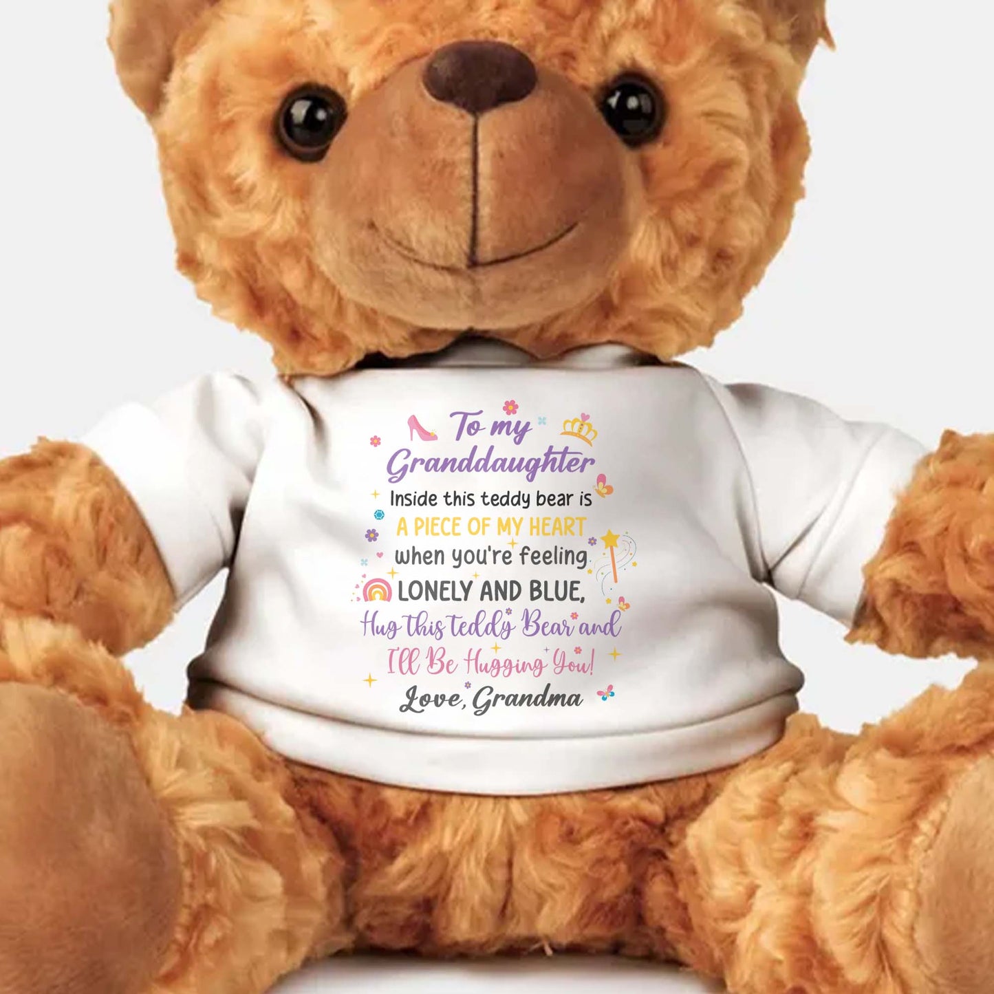 To My Granddaughter, Inside This Teddy Bear Is A Piece Of My Heart, Teddy Bear And Heart - Personalized Custom Cuddle Bear - GDT267_TED