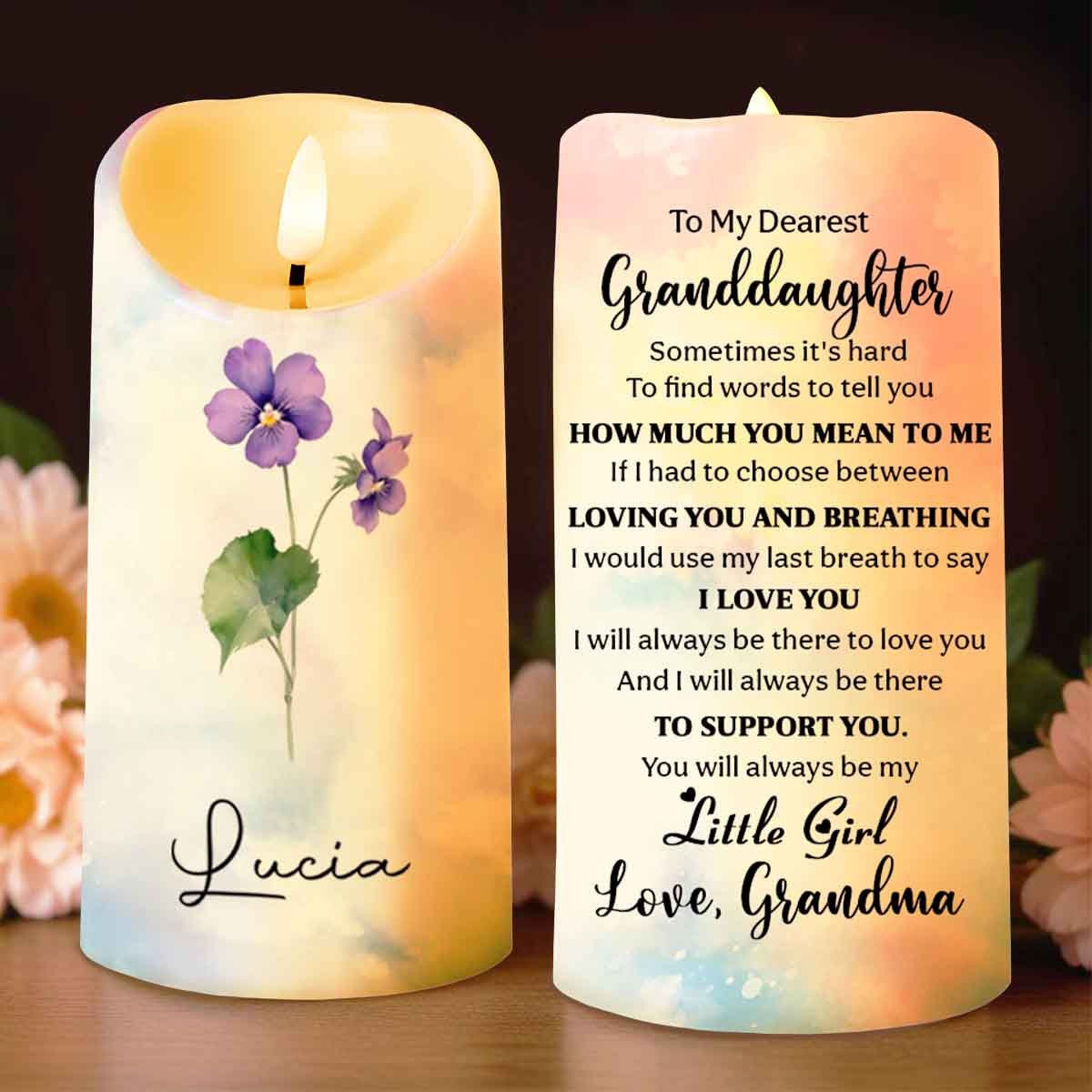 To My Dearest Granddaughter Love Grandma with Flowers